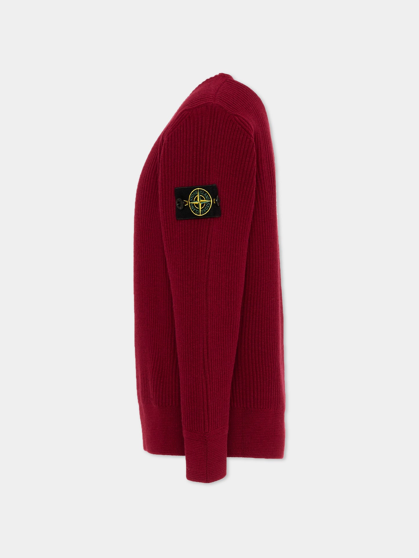Maglione rosso per bambino con patch logo,Stone Island Junior,L2S16 5100010 S0C02 V0014