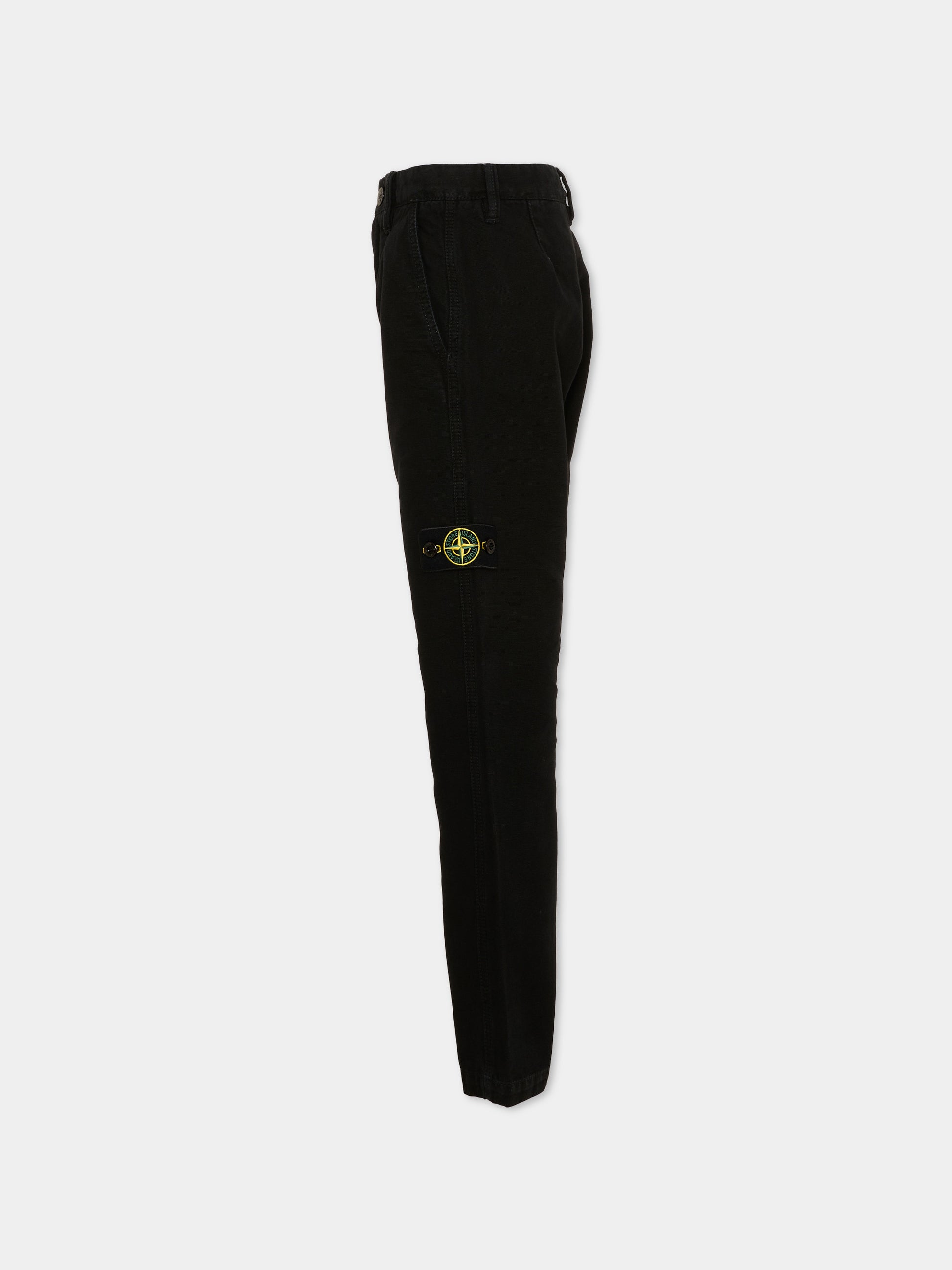 Pantaloni nero per bambino con patch logo,Stone Island Junior,L2S16 3100002 S0104 V0129