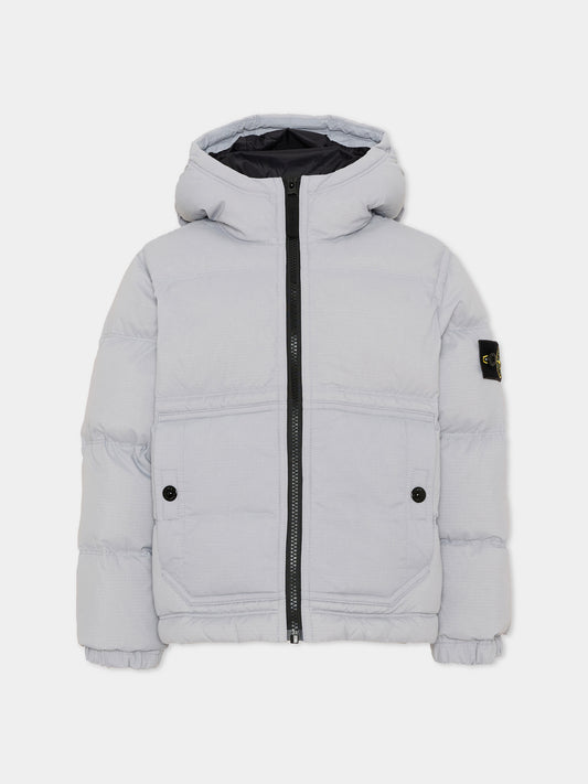 Piumino grigio per bambino con logo,Stone Island Junior,L2S16 4100005 S0483 V0049