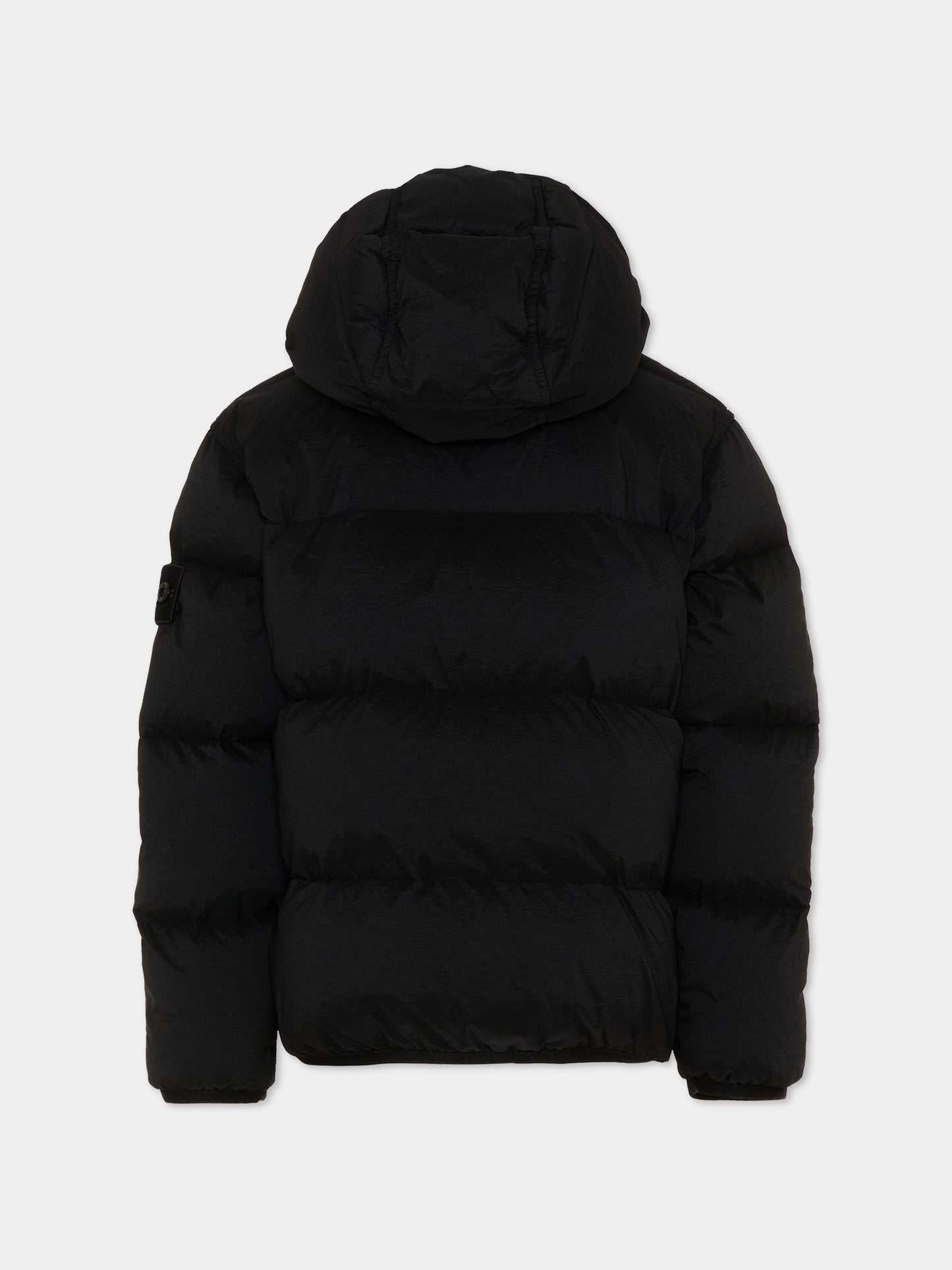 Piumino nero per bambino con patch logo,Stone Island Junior,L2S16 4100004 S0028 V0029