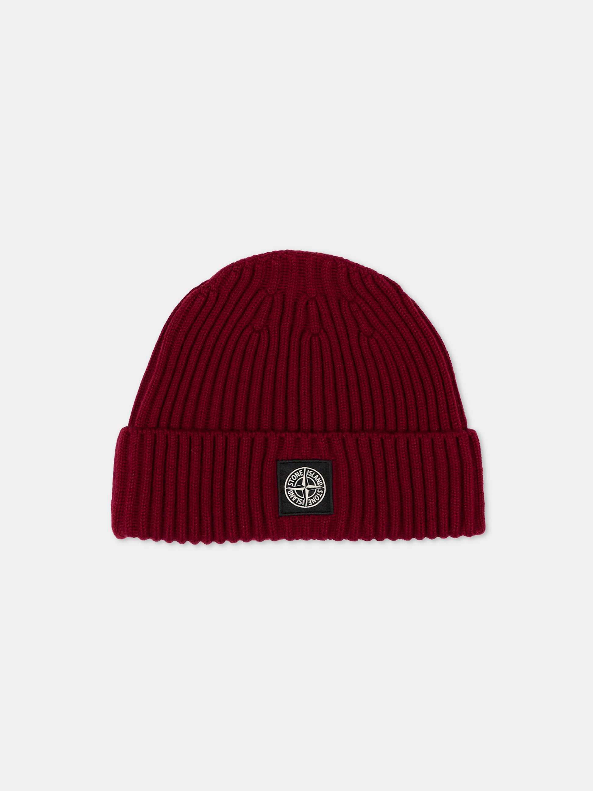 Berretto rosso per bambino con logo,Stone Island Junior,L2S16 N100007 S0C03 V0014
