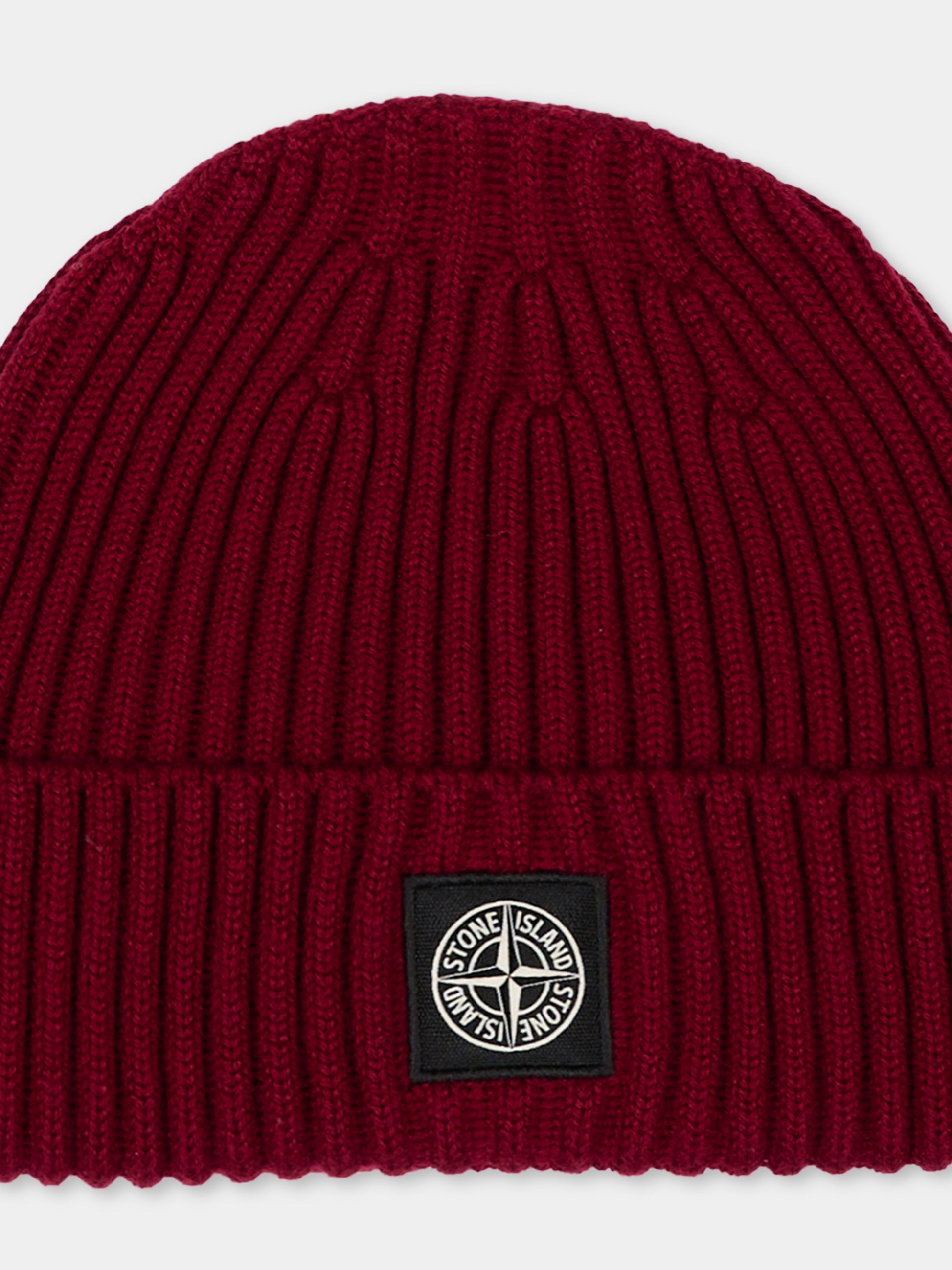 Berretto rosso per bambino con logo,Stone Island Junior,L2S16 N100007 S0C03 V0014