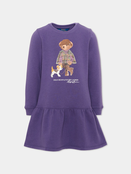 Vestito viola per bambina con logo,Ralph Lauren Kids,B26294001