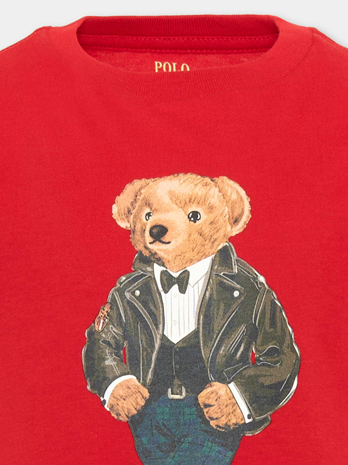T-shirt rossa per bambino con Polo Bear,Ralph Lauren Kids,B29156002