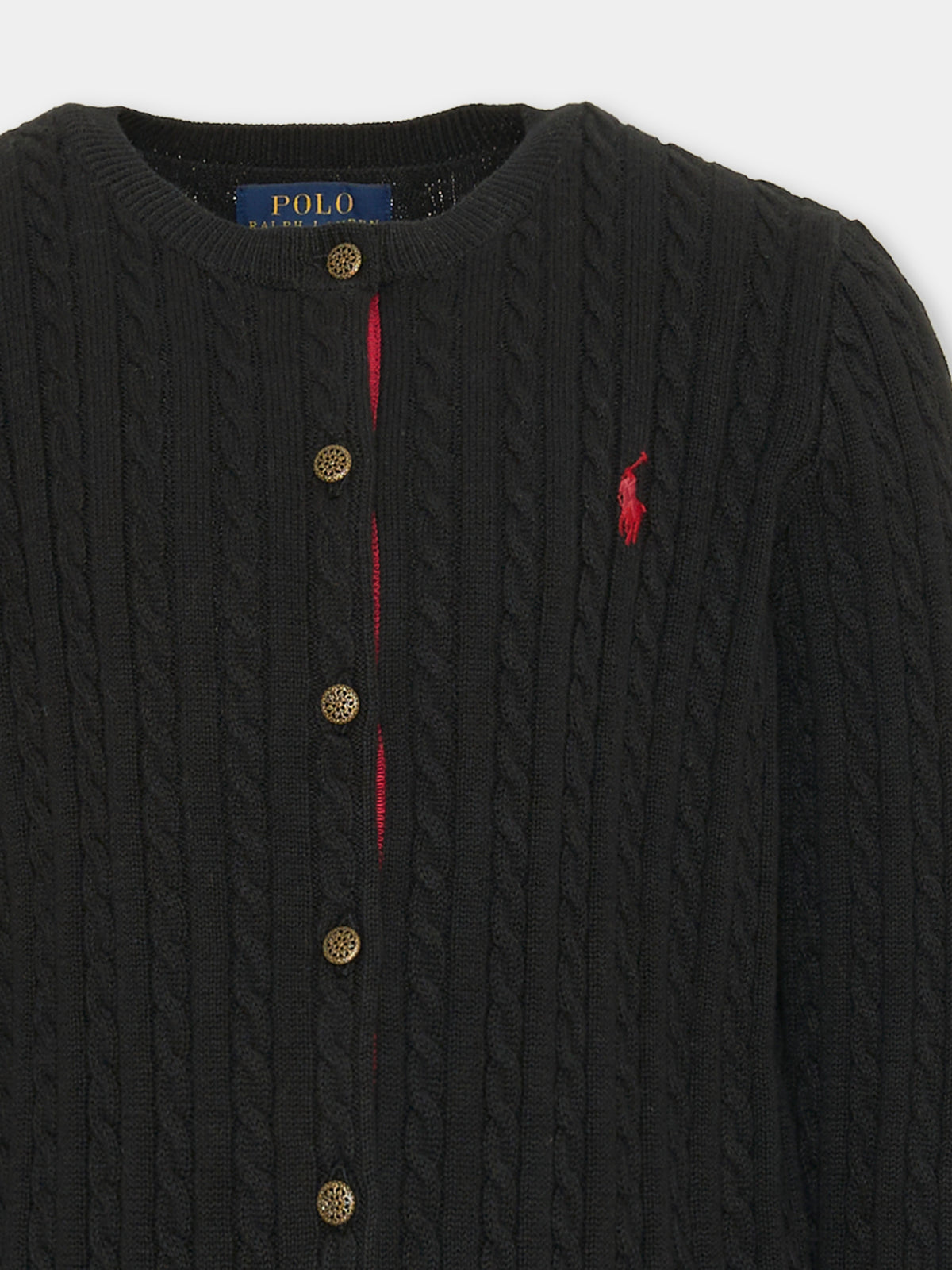 Completo nero in maglia per bambina con logo,Ralph Lauren Kids,B28257001