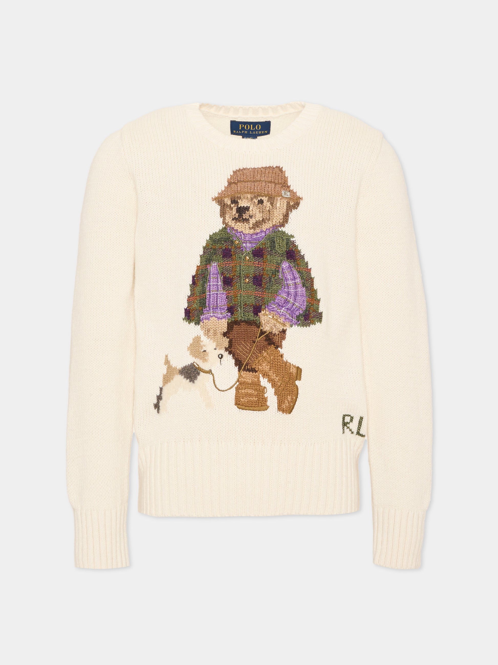 Maglione avorio per bambina con Polo Bear,Ralph Lauren Kids,B26004001