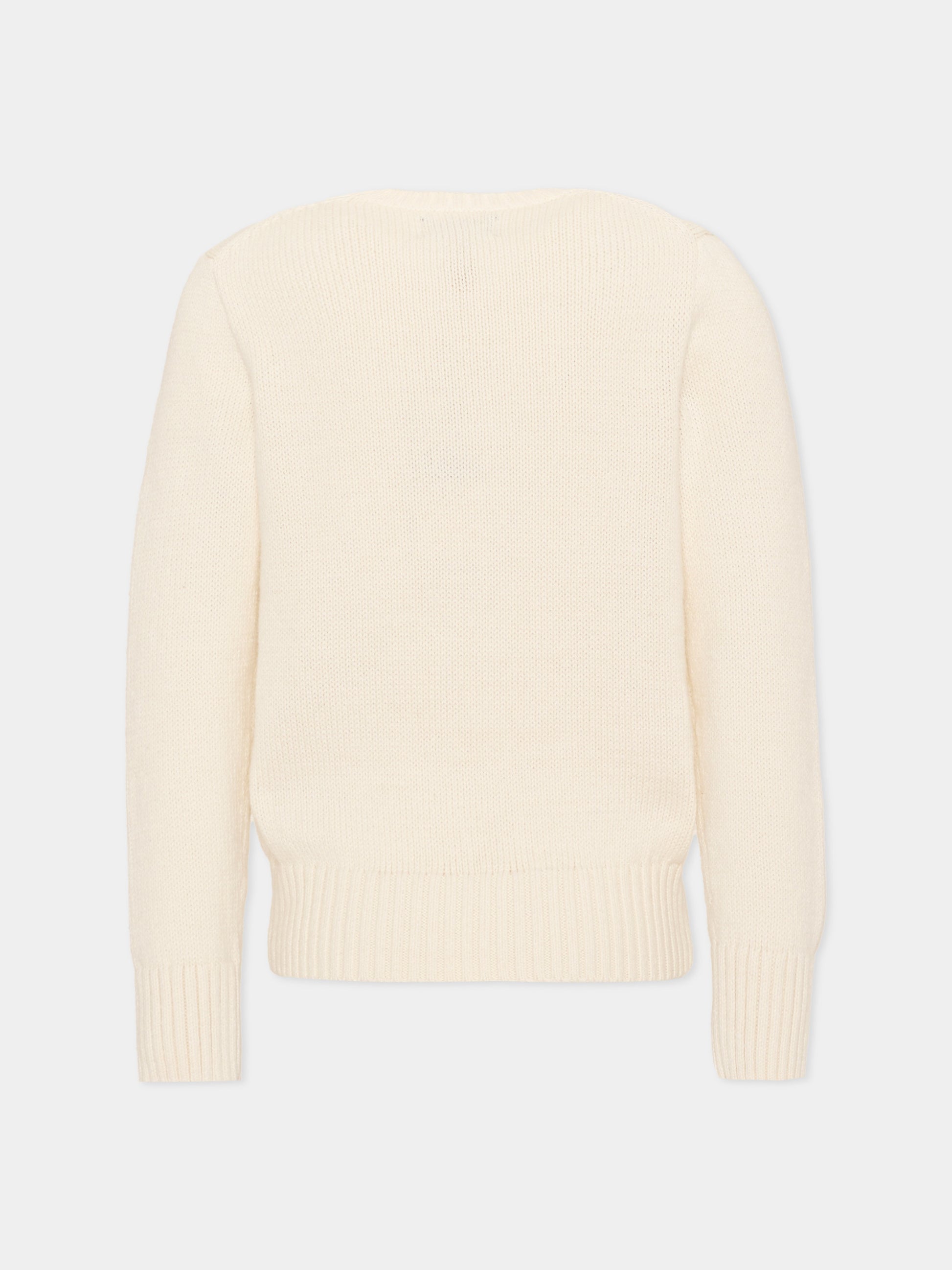 Maglione avorio per bambina con Polo Bear,Ralph Lauren Kids,B26004001