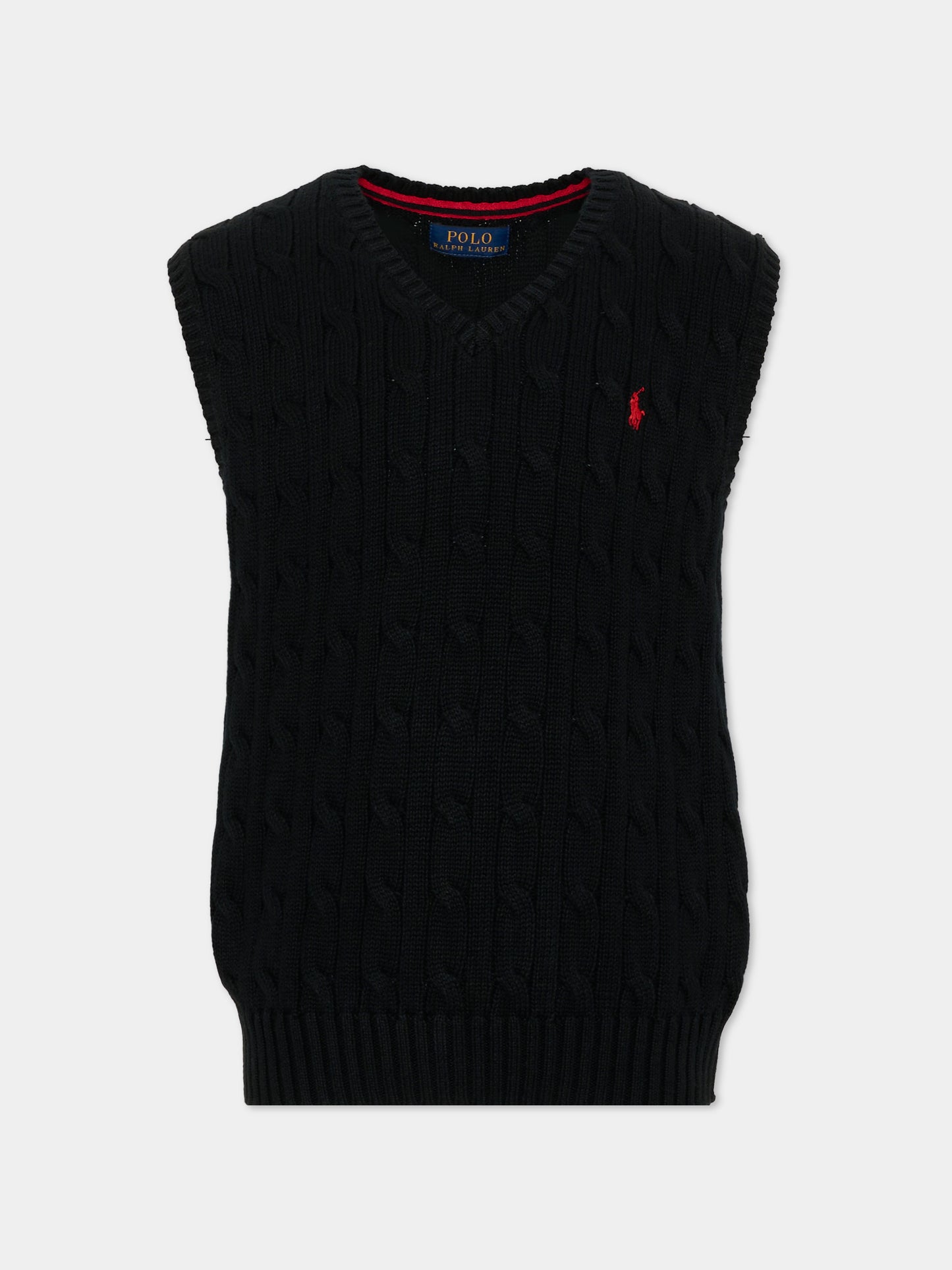 Maglie gilet nero per bambini con Pony,Ralph Lauren Kids,702300027
