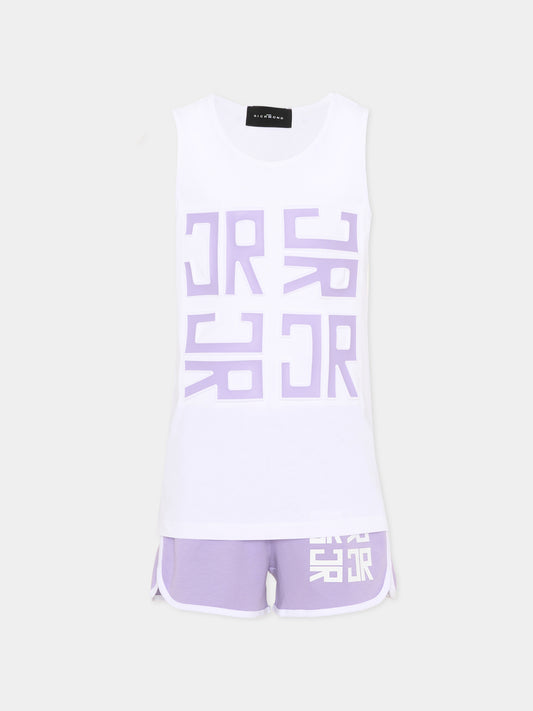 Completo sportivo bianco per bambina con logo,Richmond,RGP26016CJ WHITE/V.T.