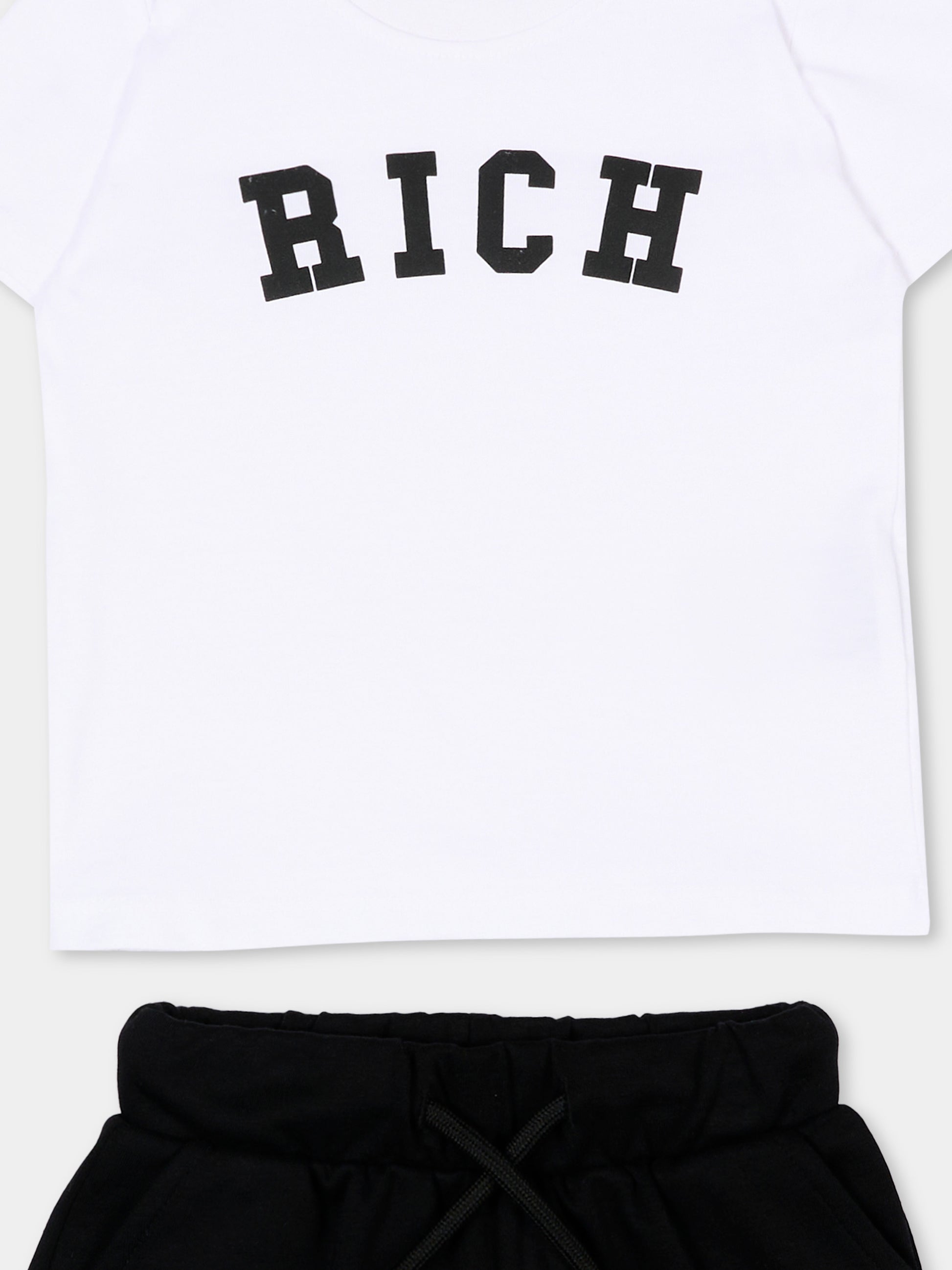 Completo sportivo bianco per neonato con logo,Richmond,RIP26022CJ WHITE/BLK