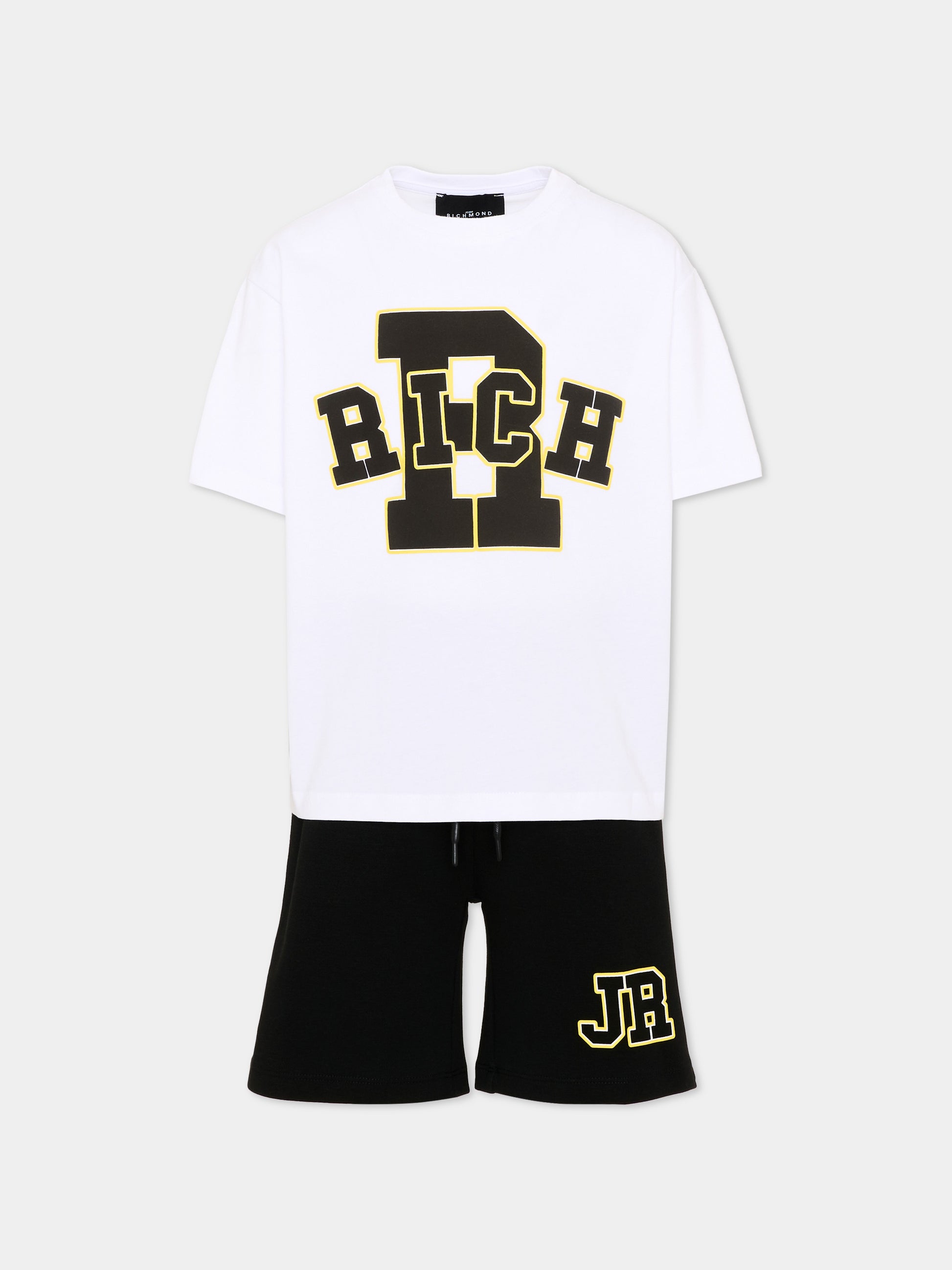Completo sportivo bianco per bambino con logo,Richmond,RBP26019CJ WHITE/BLK