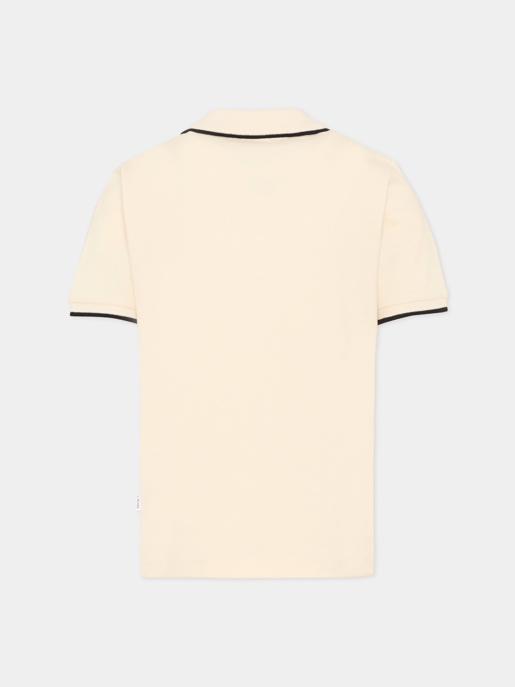 Polo beige per bambino con profili scuri,Boss,J52011 21C