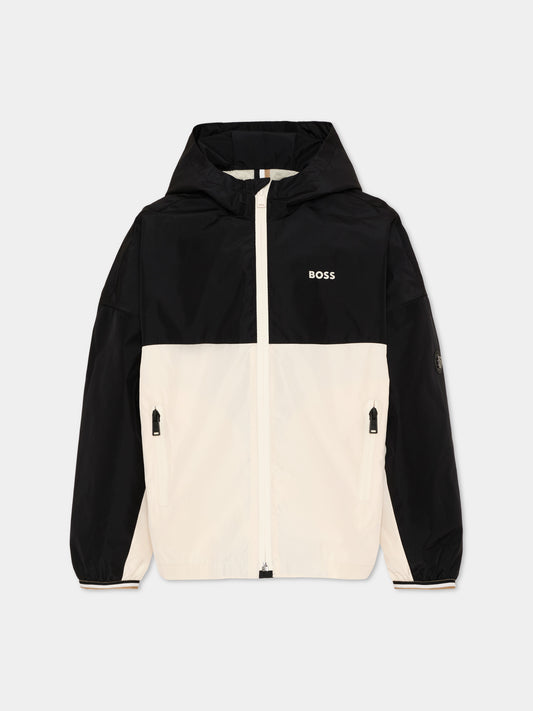 Giacca a vento nero color block per bambino,Boss,J52056 09B