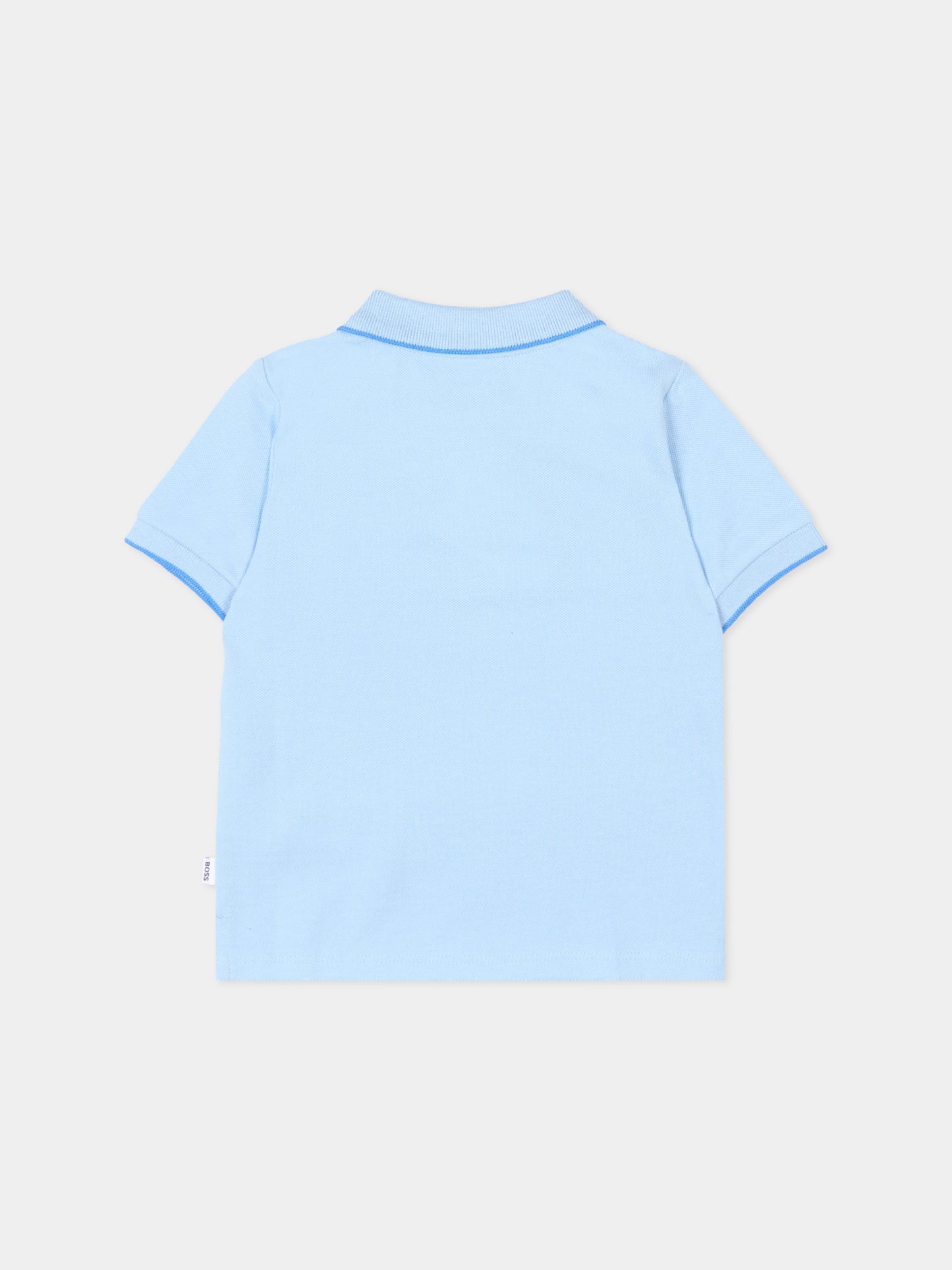 Polo azzurra per neonato con logo,Boss,J52094 887