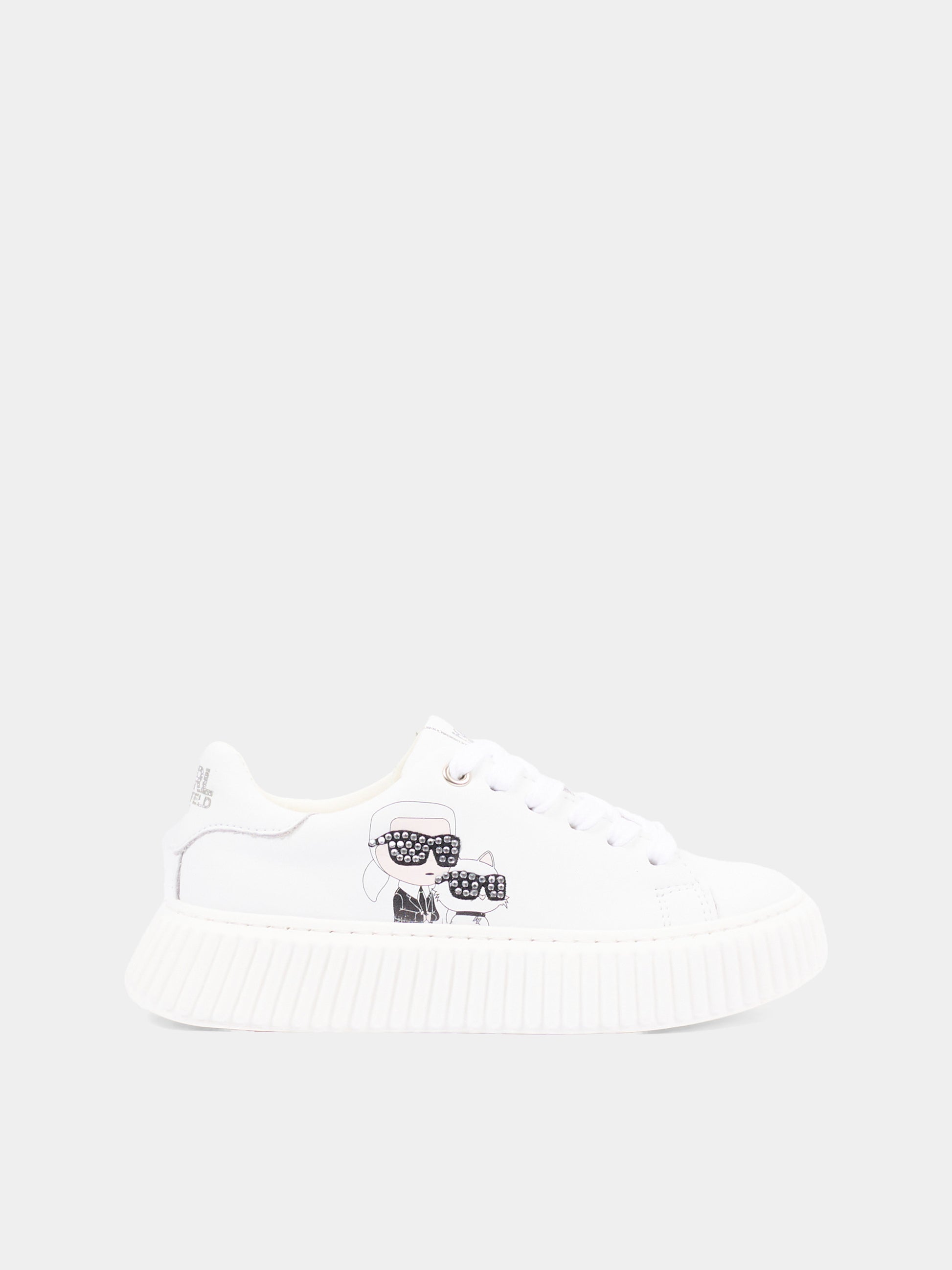 Sneakers bianche per bambina con Ikonik Karl,Karl Lagerfeld Kids,Z30371 10P