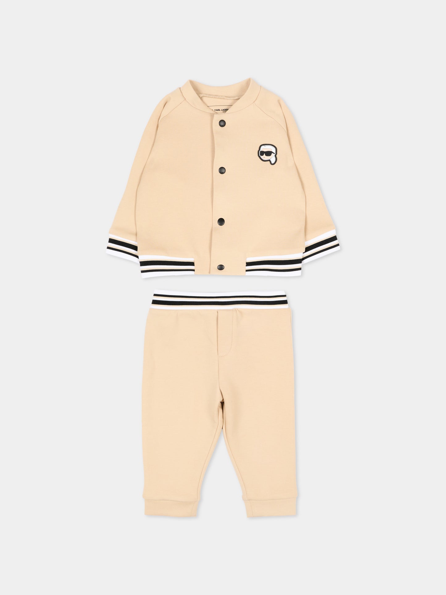 Completo sportivo beige per neonato con logo,Karl Lagerfeld Kids,Z30503 296
