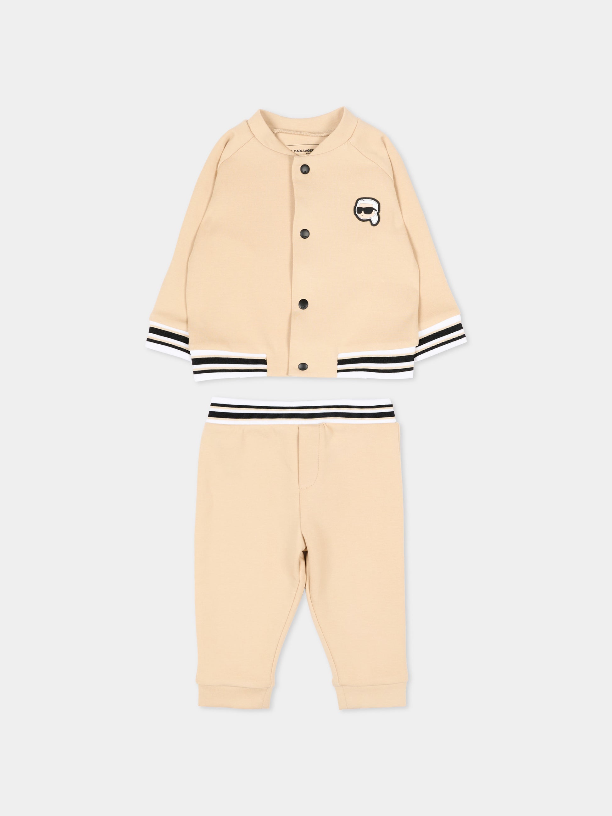 Completo sportivo beige per neonato con logo,Karl Lagerfeld Kids,Z30503 296