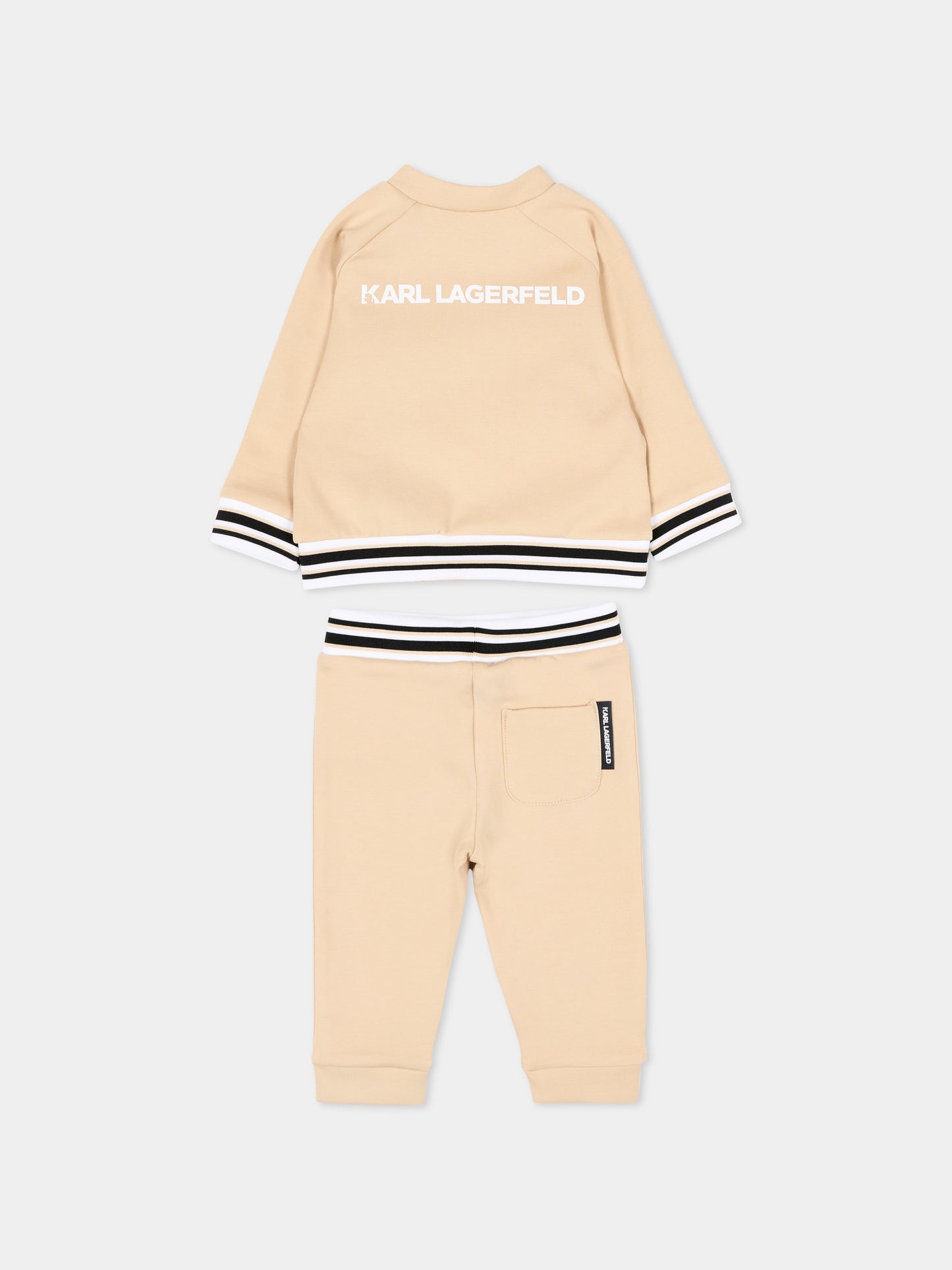 Completo sportivo beige per neonato con logo,Karl Lagerfeld Kids,Z30503 296