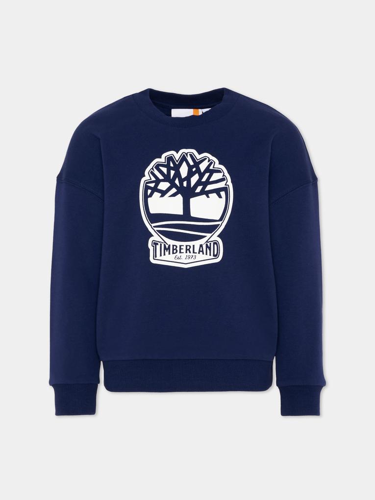 Felpa blu per bambino con logo,Timberland,T60444 84N