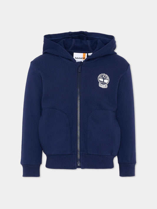 Felpa blu per bambino con logo,Timberland,T60487 84N