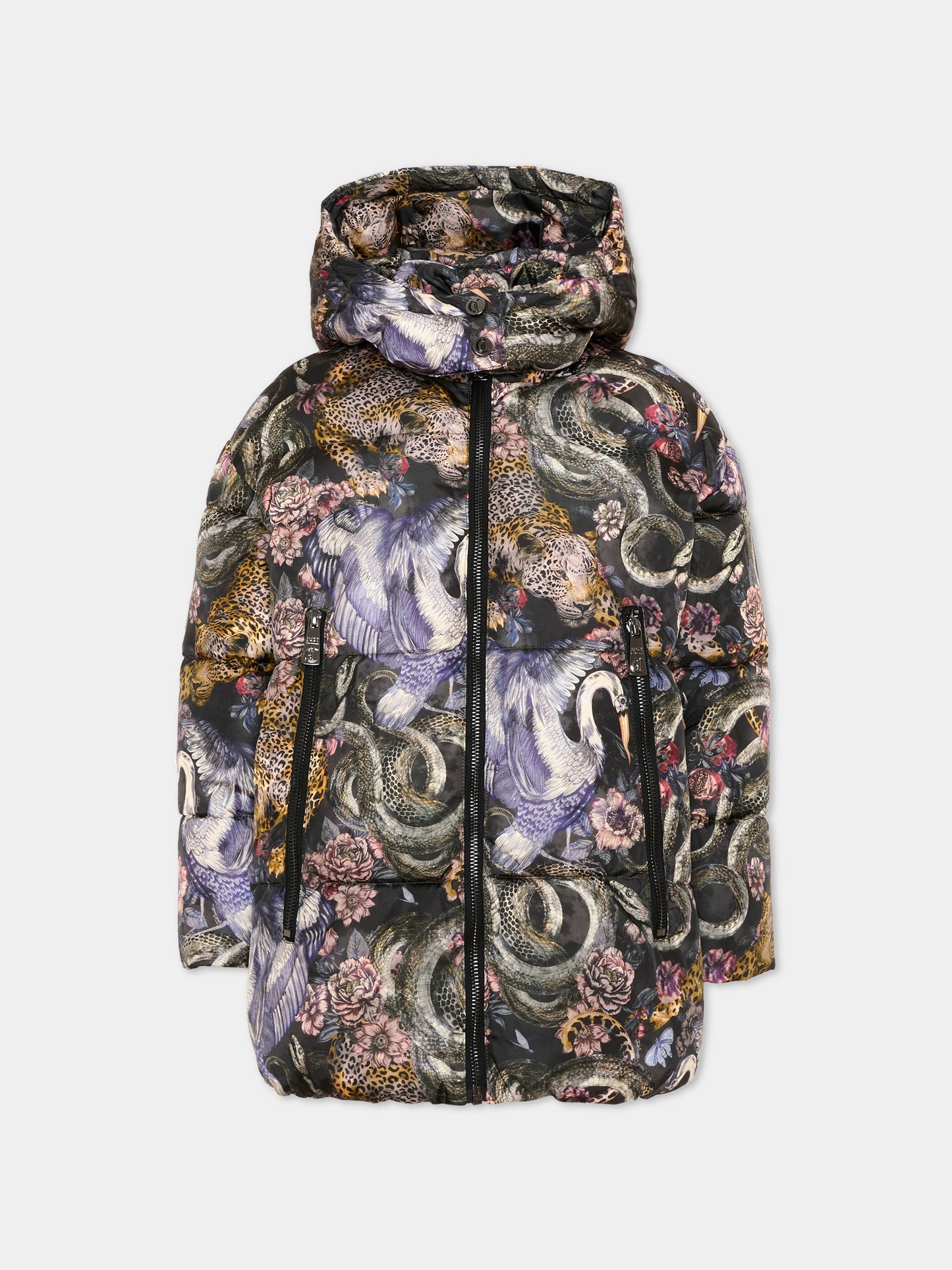 Piumino multicolor per bambina con stampa animalier,Just Cavalli Kids,JGA26047PI HERON_COL. HERON COLOR