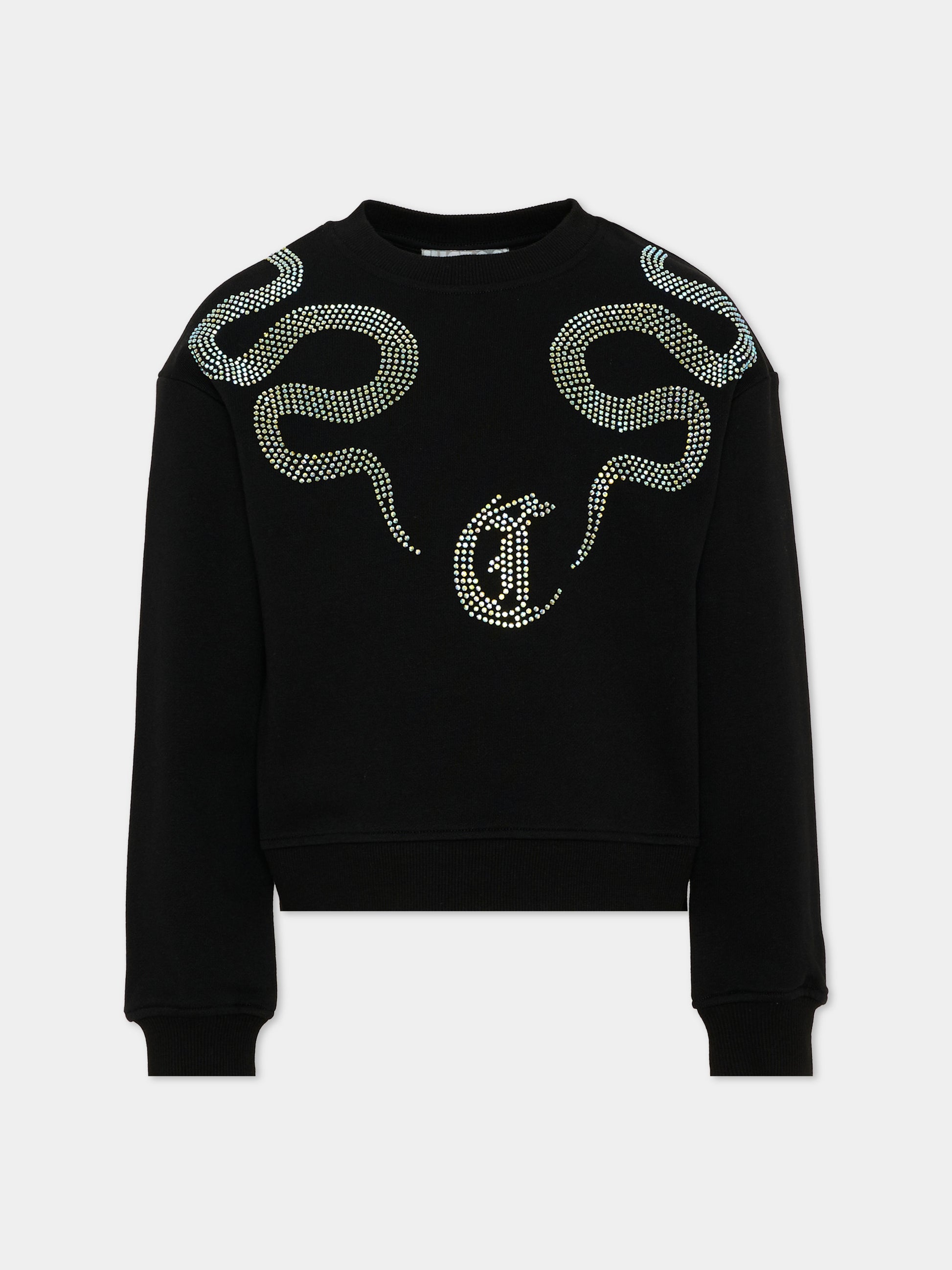 Felpa nera per bambina con logo,Just Cavalli Kids,JGA26040FE BLACK BLACK