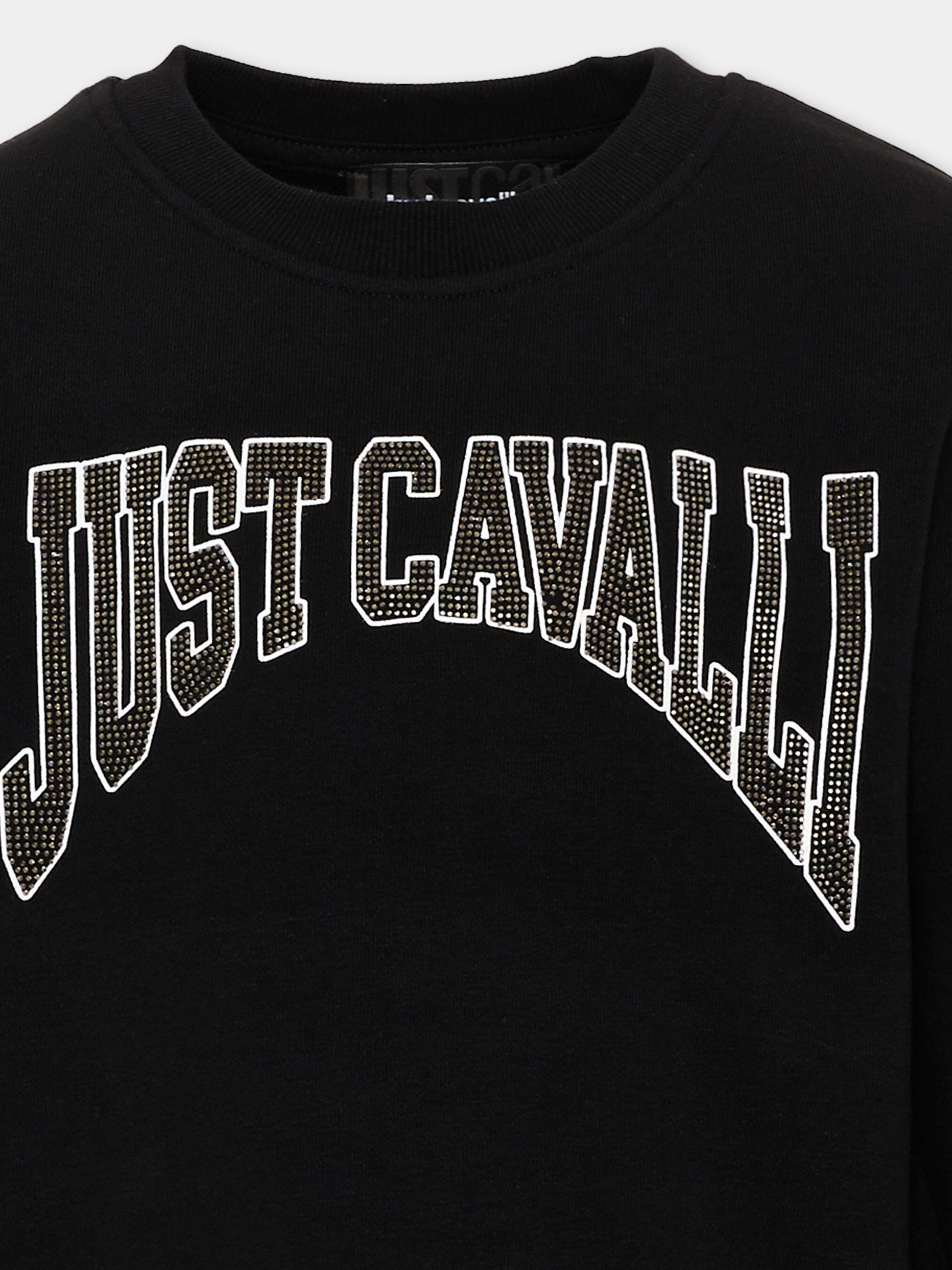 Felpa nera per bambino con logo,Just Cavalli Kids,JBA26157FE BLACK BLACK