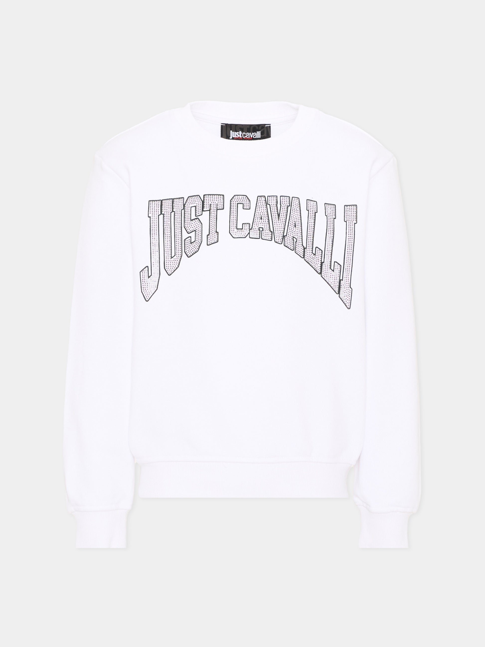 Felpa bianca per bambino con logo,Just Cavalli Kids,JBA26157FE WHITE WHITE