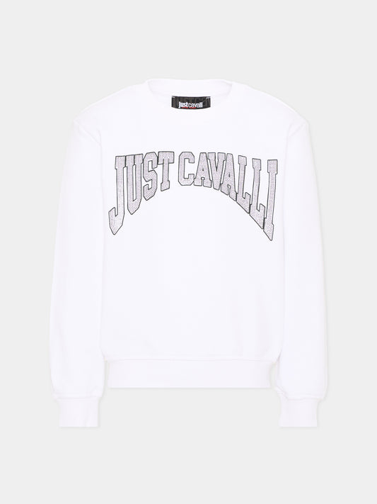 Felpa bianca per bambino con logo,Just Cavalli Kids,JBA26157FE WHITE WHITE