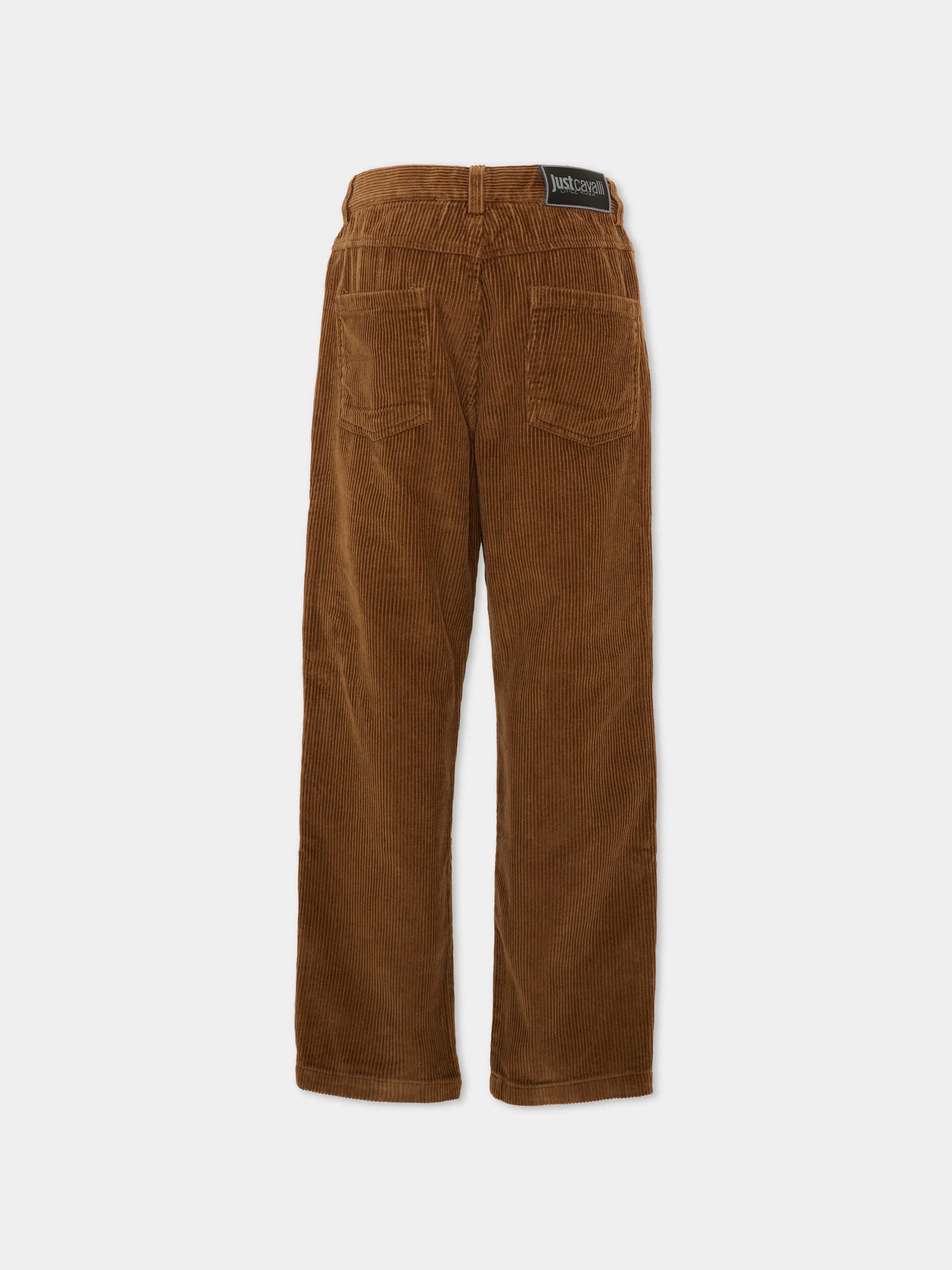 Pantaloni marroni per bambino con patch logo,Just Cavalli Kids,JBA26060PA BROWN BROWN