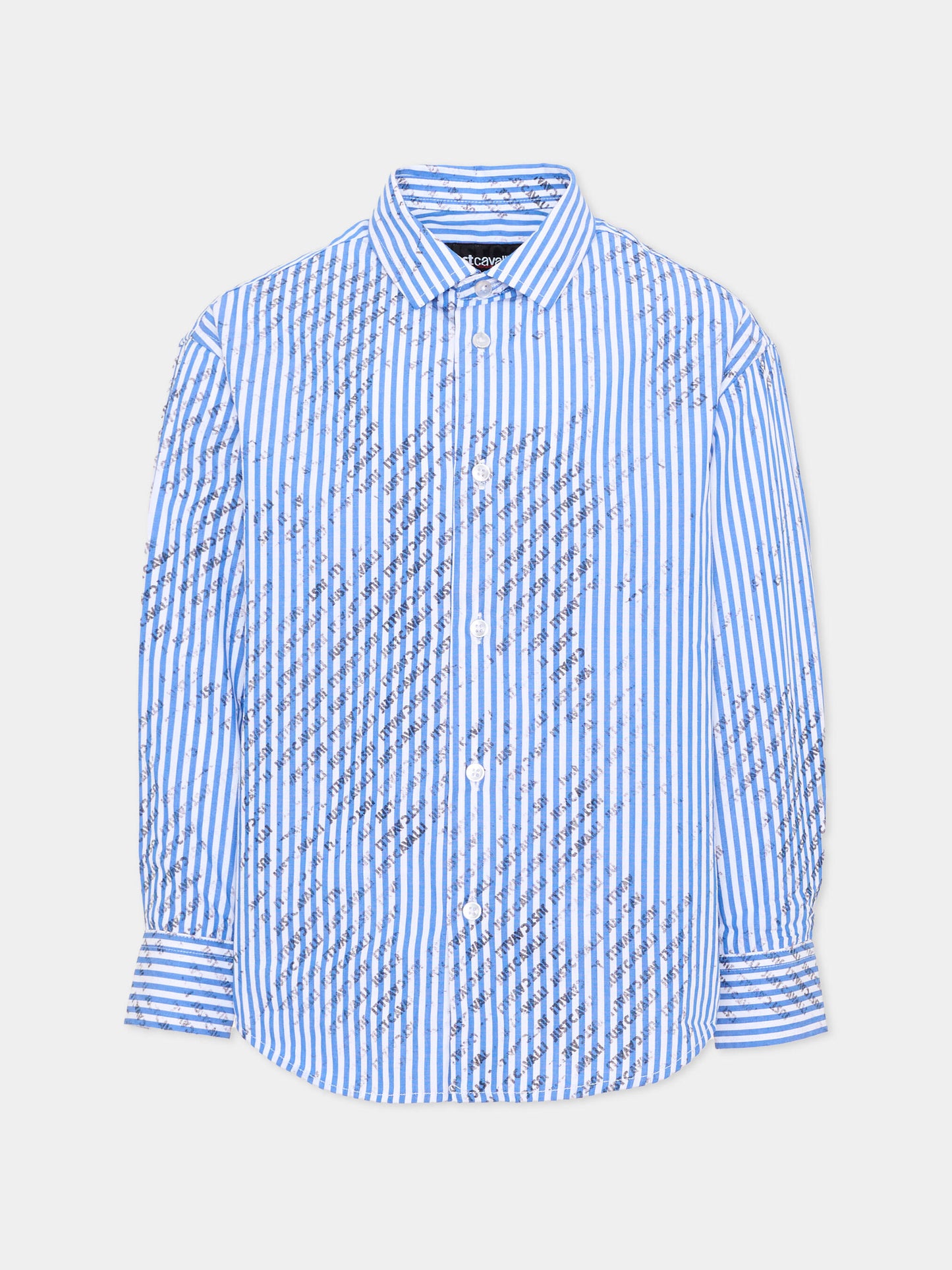 Camicia bianca a righe per bambino,Just Cavalli Kids,JBA26136CA WHITE/BL/B WHITE