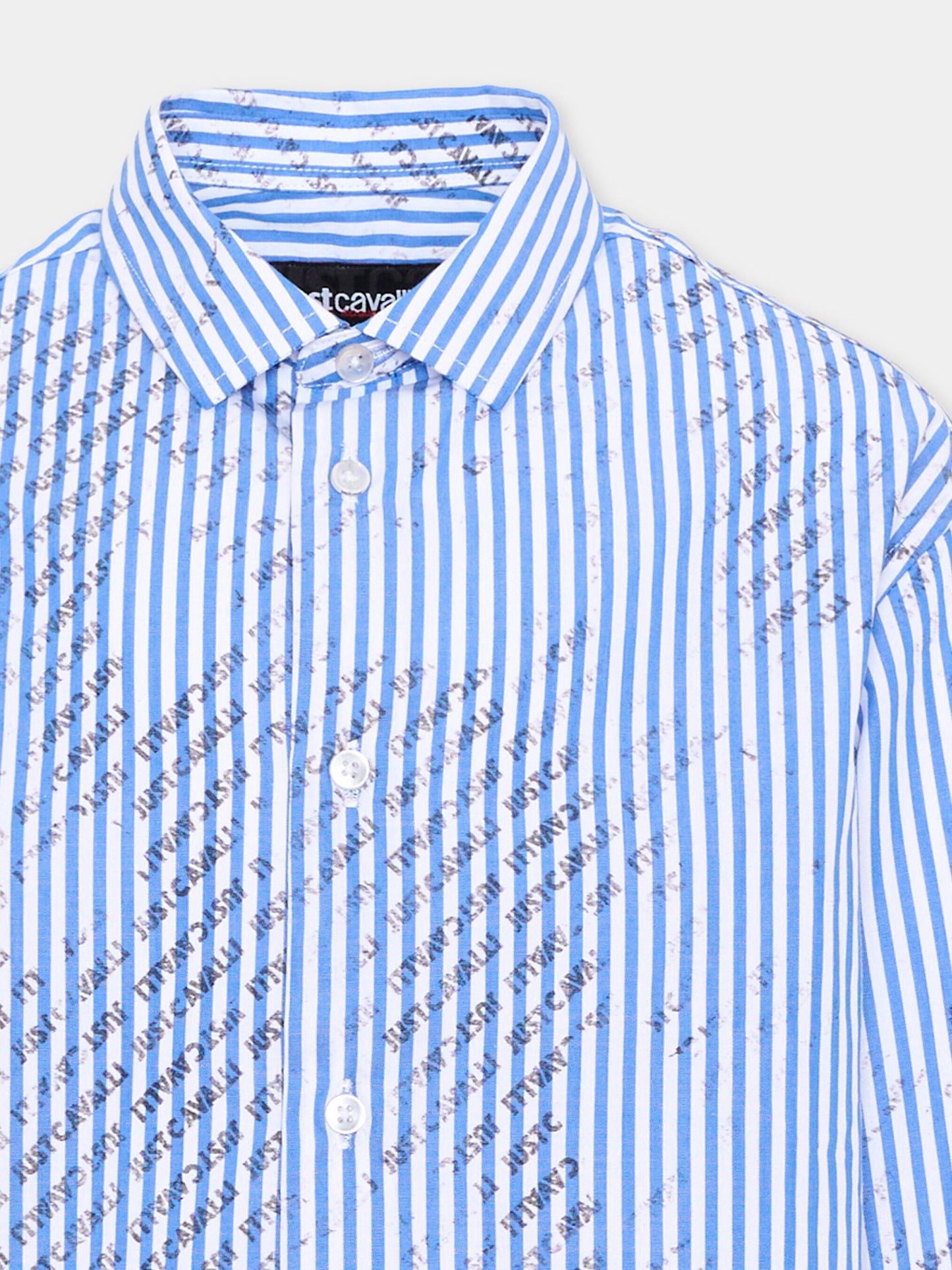 Camicia bianca a righe per bambino,Just Cavalli Kids,JBA26136CA WHITE/BL/B WHITE