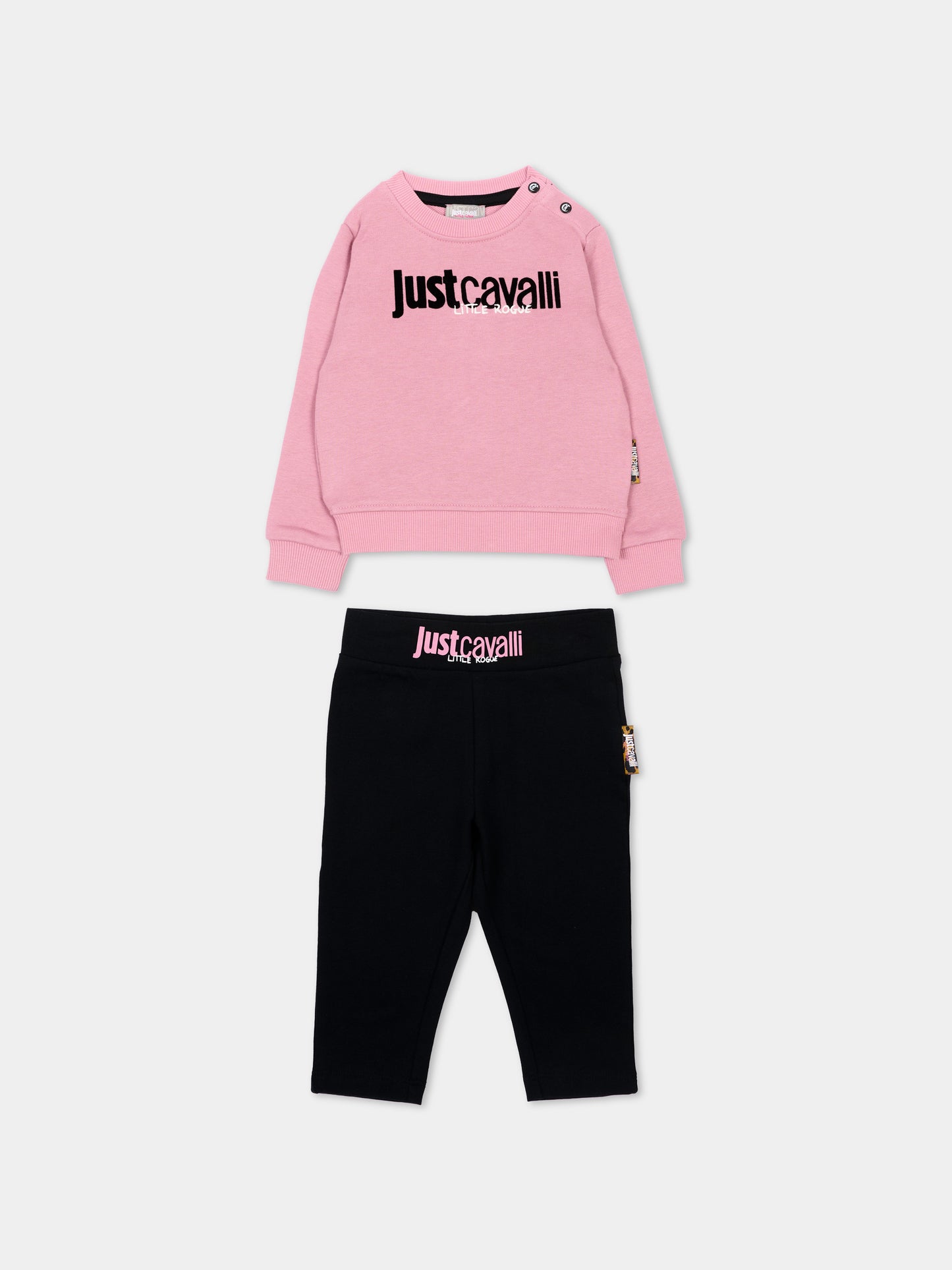 Completo sportivo rosa per neonata logo,Just Cavalli Kids,JIA26021CF PINK/BLACK PINK