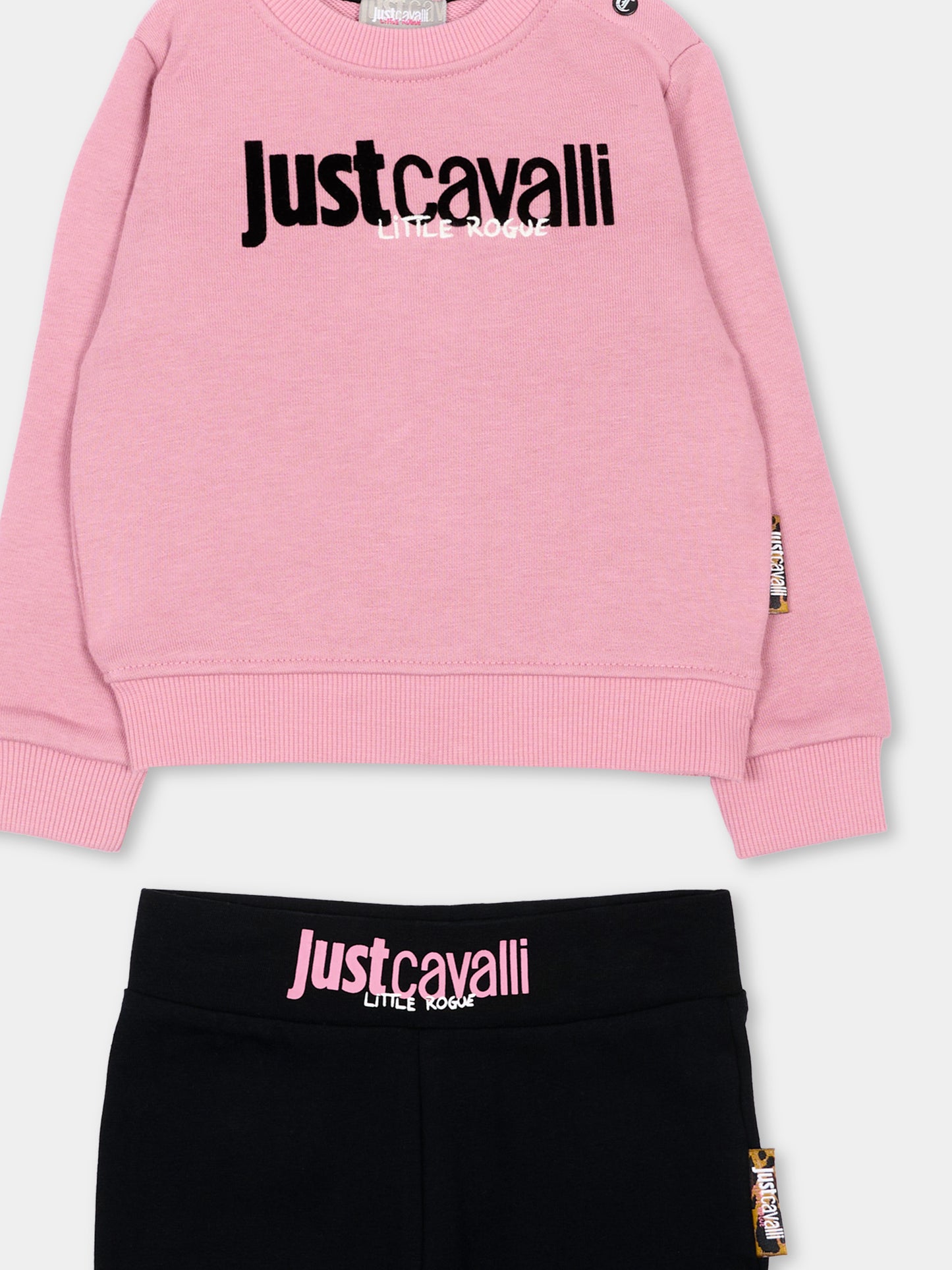 Completo sportivo rosa per neonata logo,Just Cavalli Kids,JIA26021CF PINK/BLACK PINK