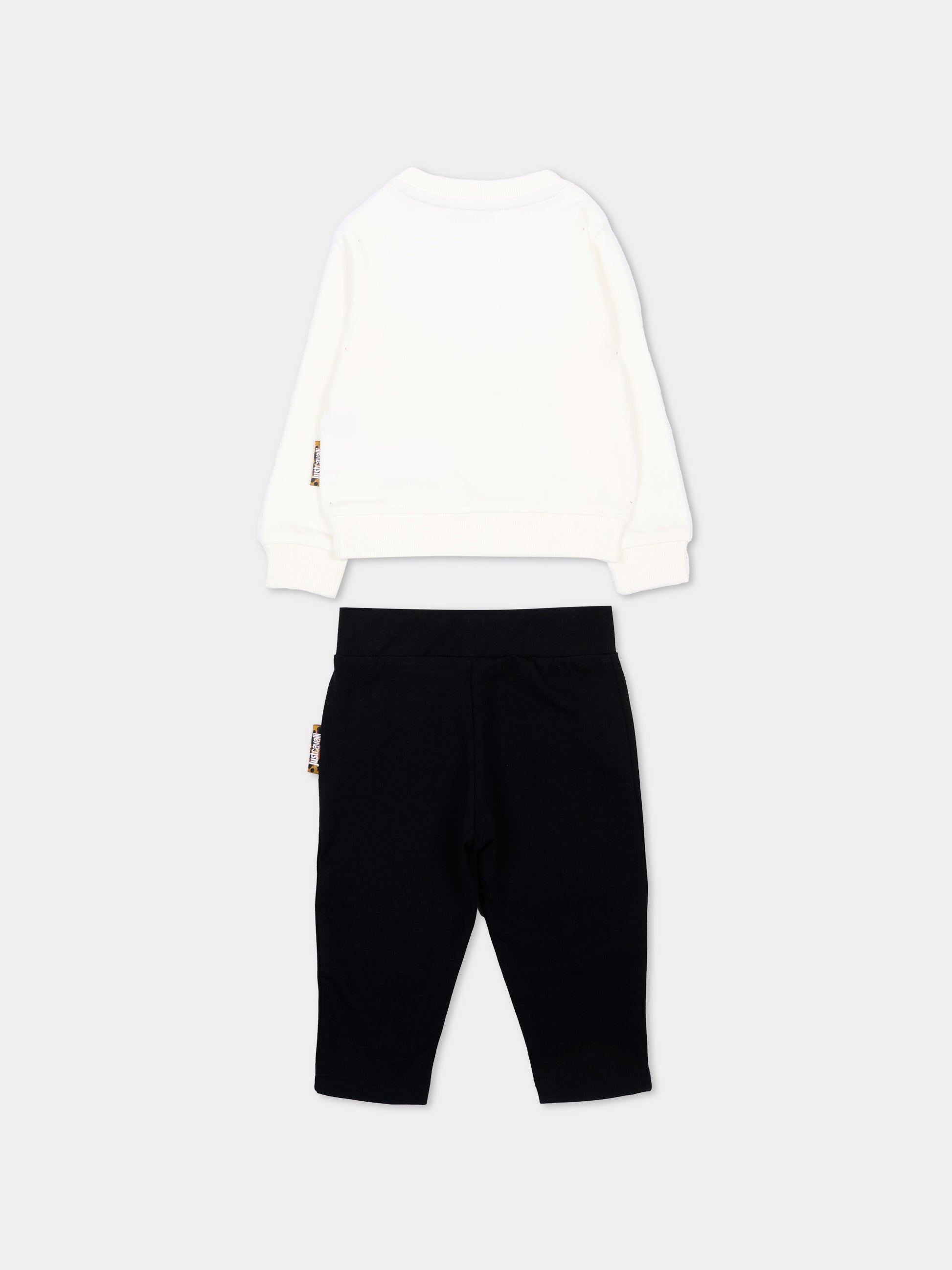 Completo sportivo bianco per neonata con logo,Just Cavalli Kids,JIA26021CF MARSHM/BLK MARSHMALLOW