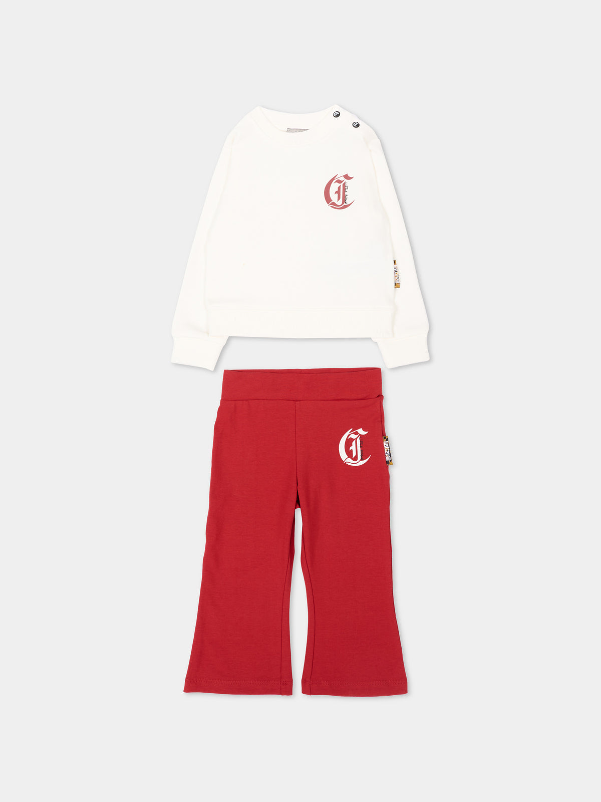 Completo sportivo avorio per neonata con logo,Just Cavalli Kids,JIA26089CF MARSHM/R.L MARSHMALLOW