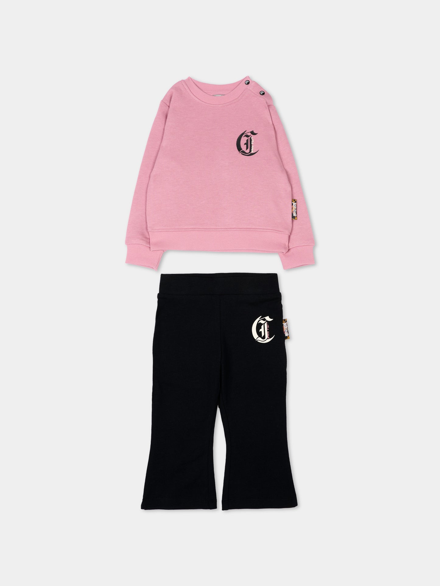 Completo sportivo rosa per neonata con logo,Just Cavalli Kids,JIA26089CF PINK/BLACK PINK