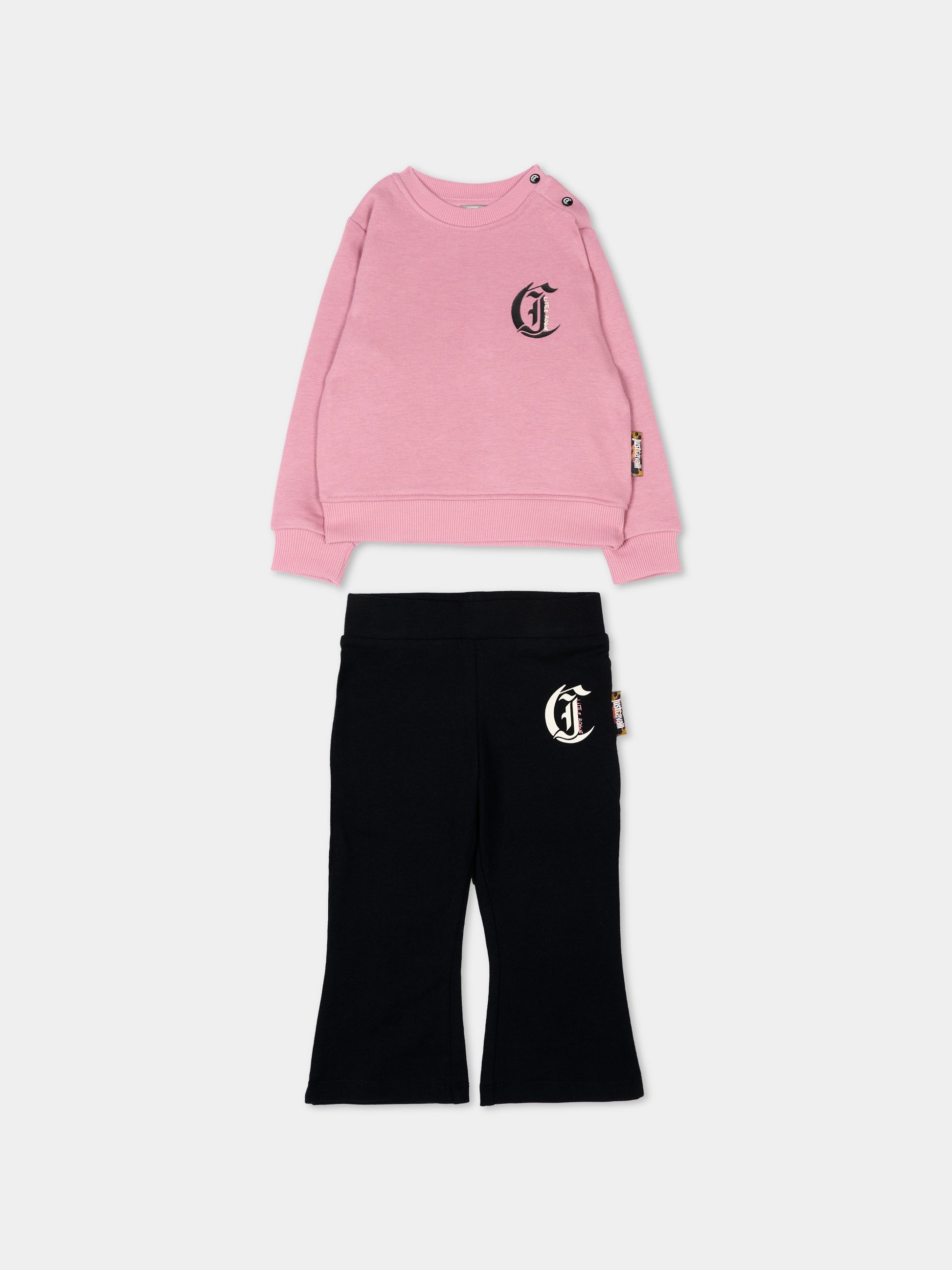 Completo sportivo rosa per neonata con logo,Just Cavalli Kids,JIA26089CF PINK/BLACK PINK