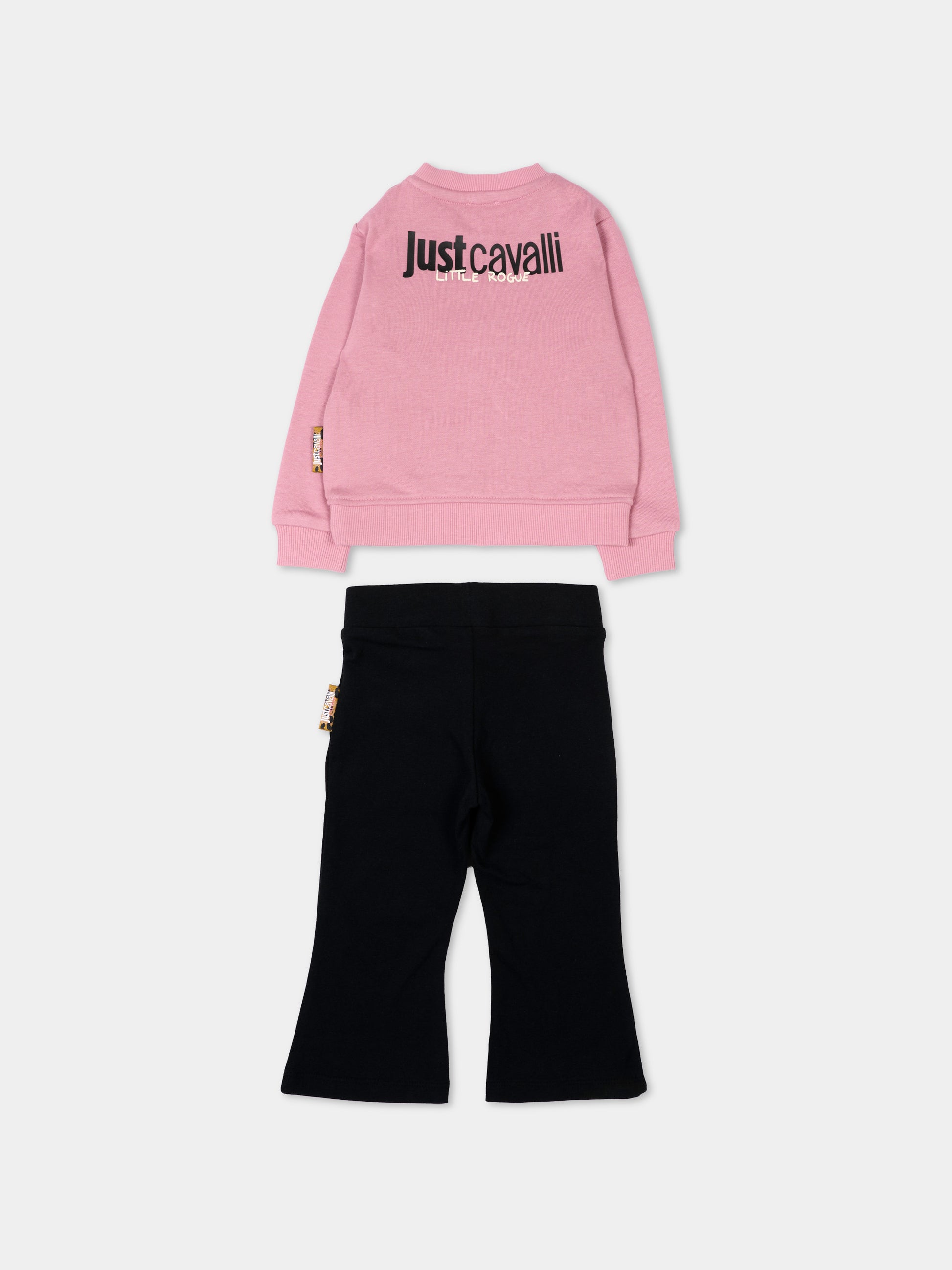 Completo sportivo rosa per neonata con logo,Just Cavalli Kids,JIA26089CF PINK/BLACK PINK