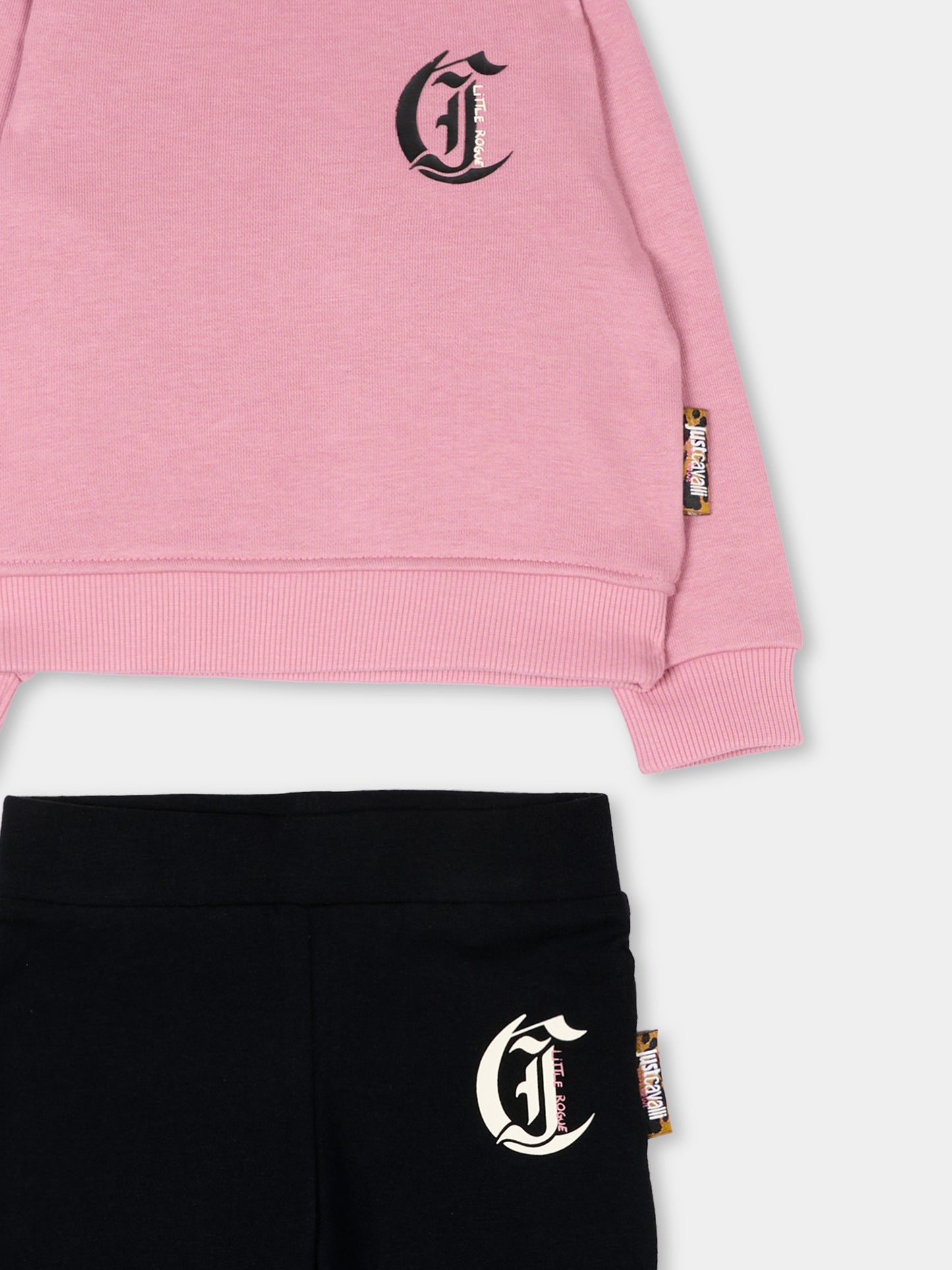 Completo sportivo rosa per neonata con logo,Just Cavalli Kids,JIA26089CF PINK/BLACK PINK