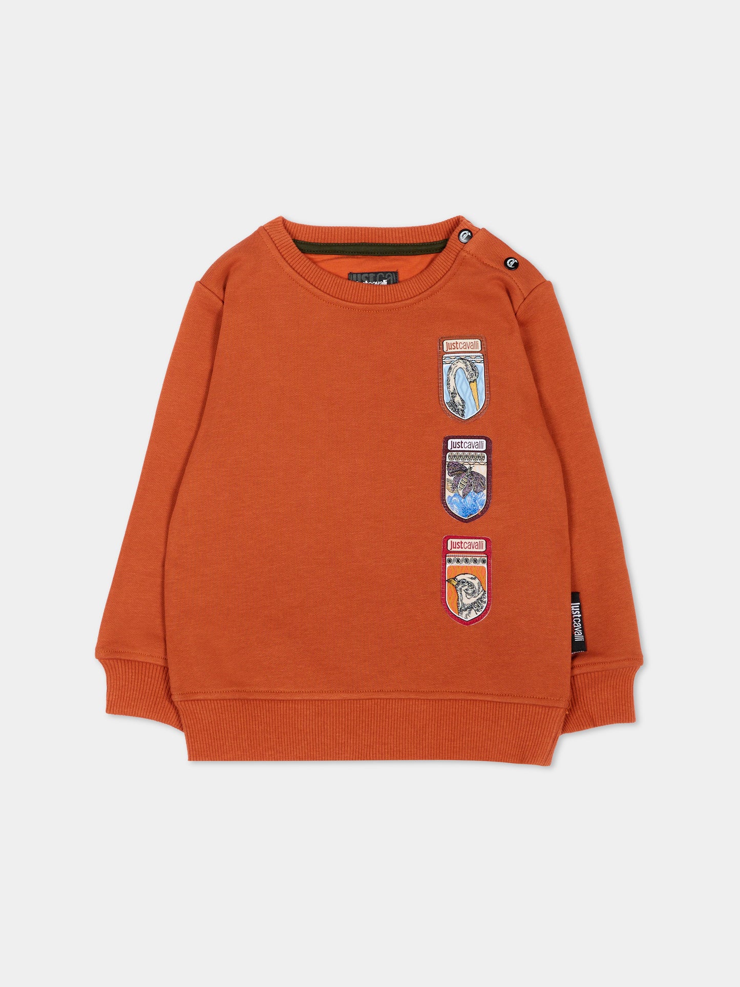 Felpa arancione per neonato con patch logo,Just Cavalli Kids,JIA26027FE ORANGE ORANGE
