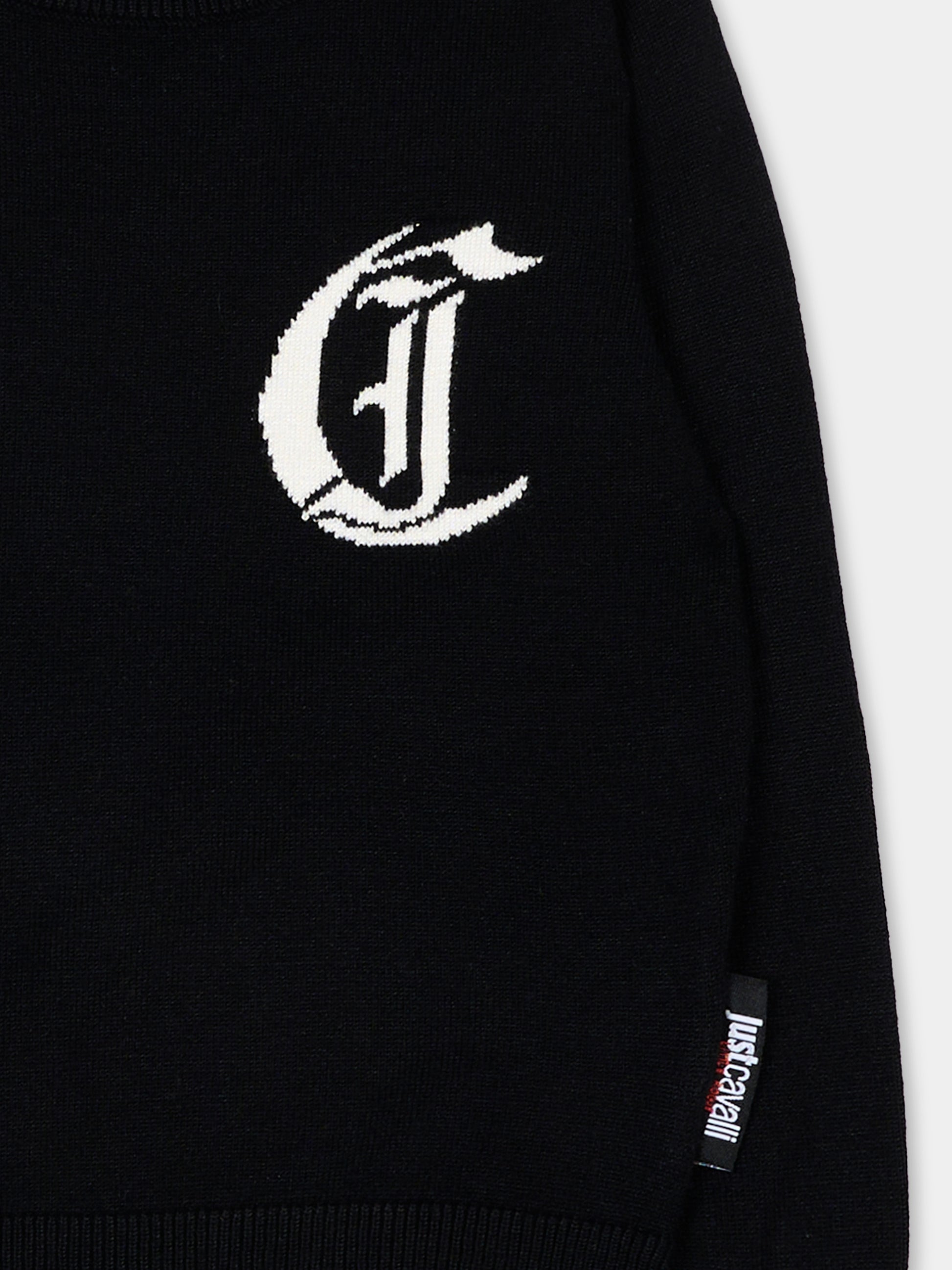 Maglione nero per neonato con logo,Just Cavalli Kids,JIA26002MA BLACK BLACK