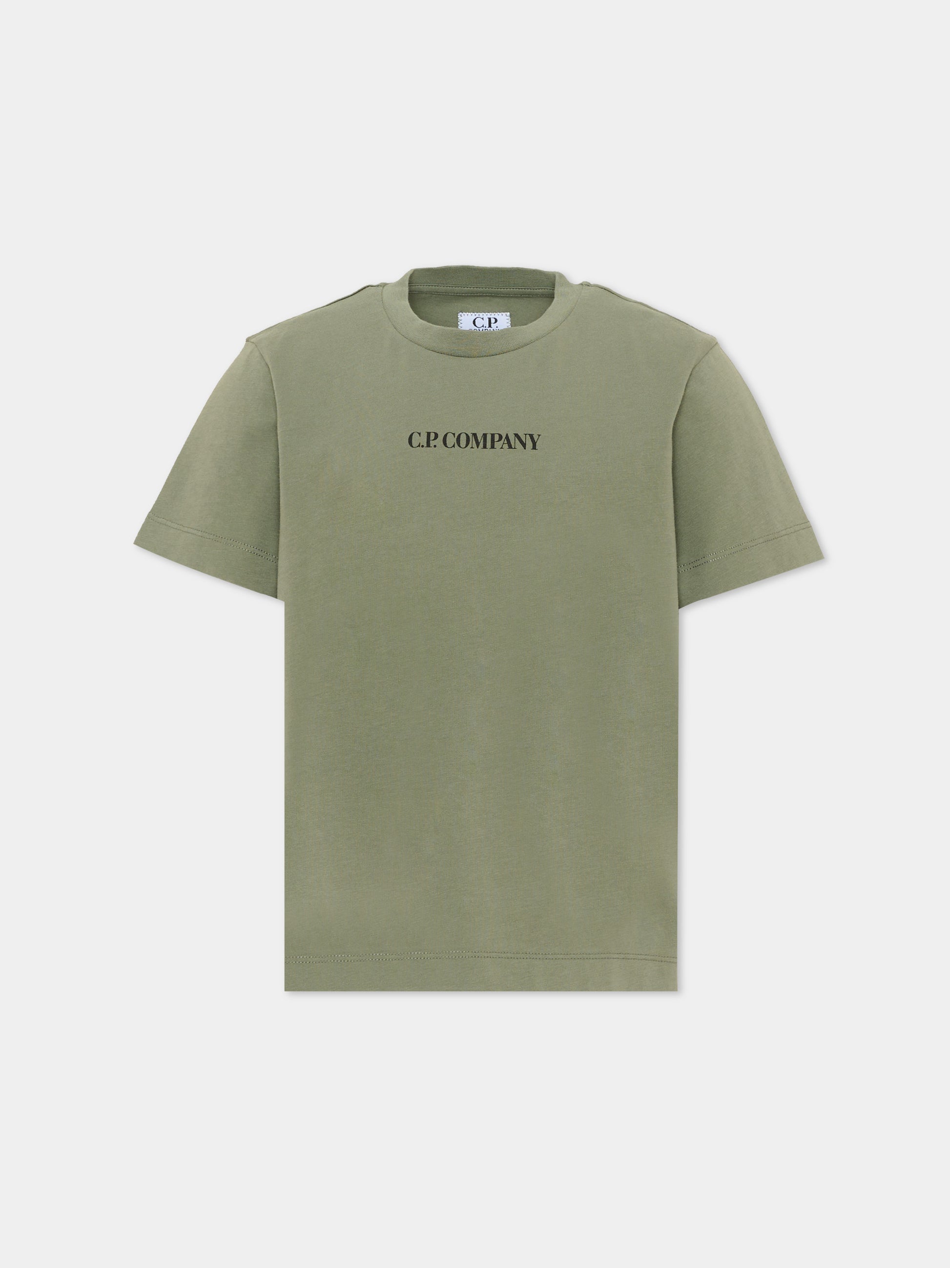 T-Shirt verde per bambino con logo,C. P. Company,CMM00U LAA17 30745