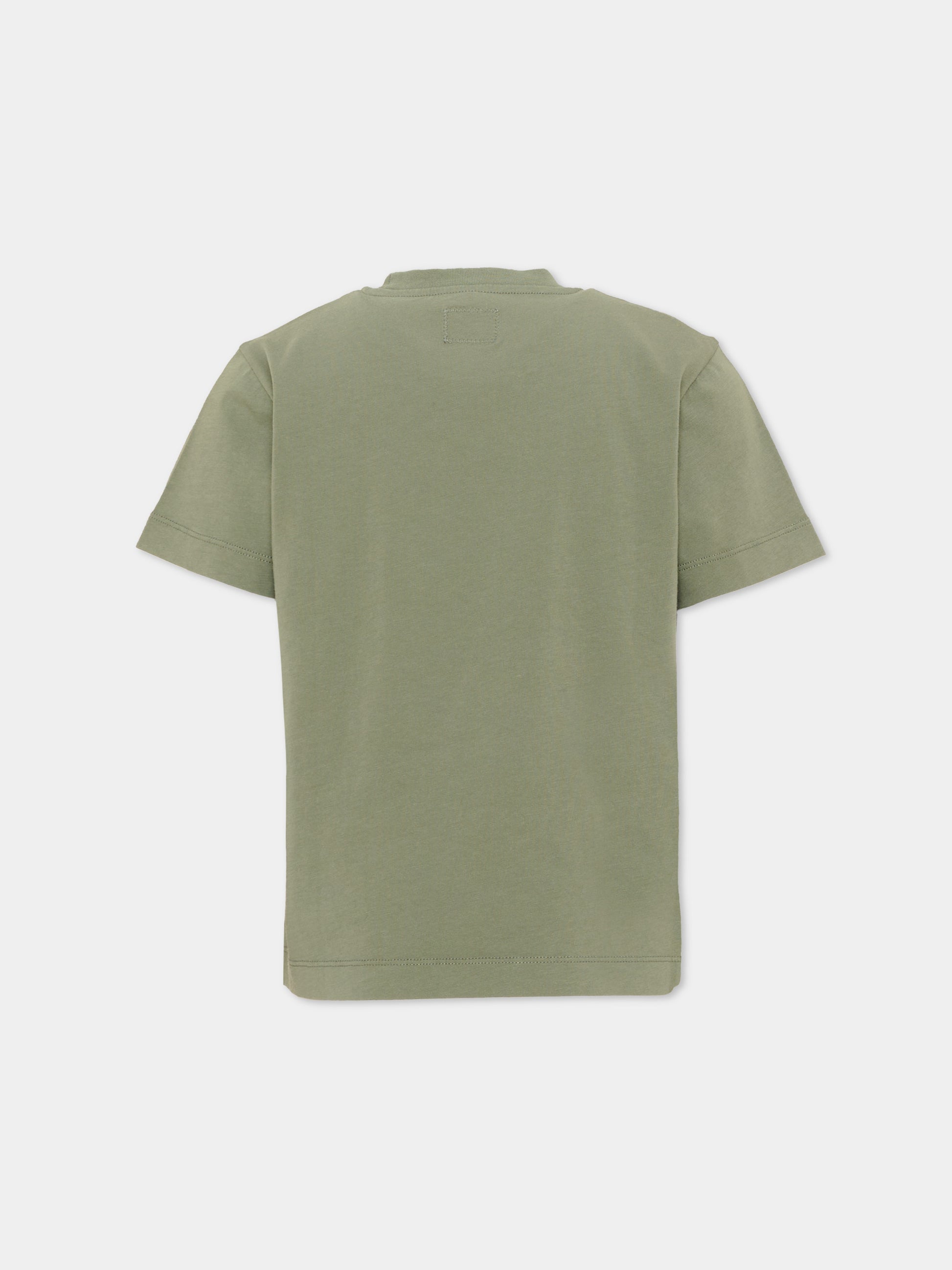 T-Shirt verde per bambino con logo,C. P. Company,CMM00U LAA17 30745