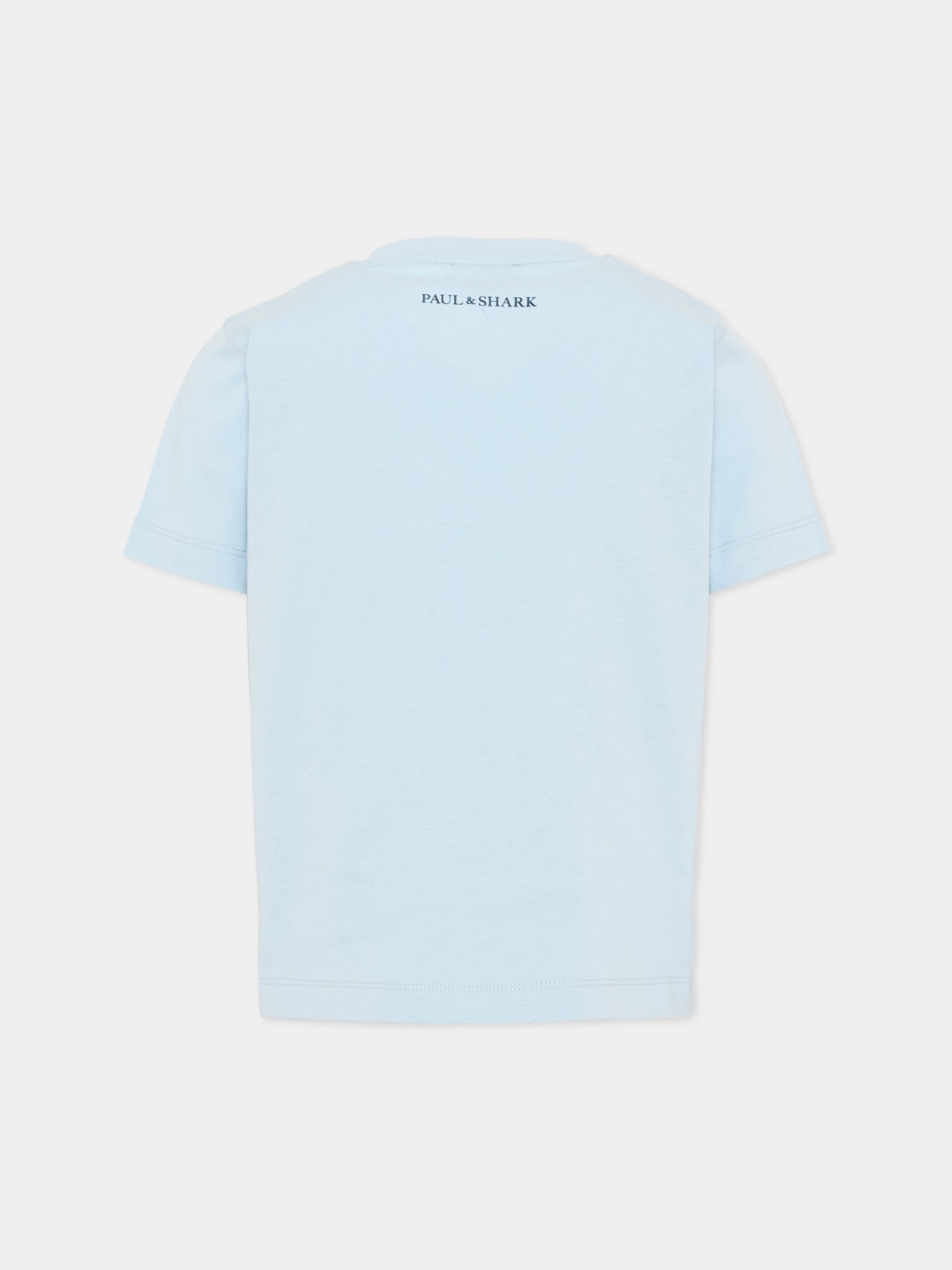 T-shirt celeste per bambino con logo,Paul & Shark Junior,WMM004 LAA01 40705
