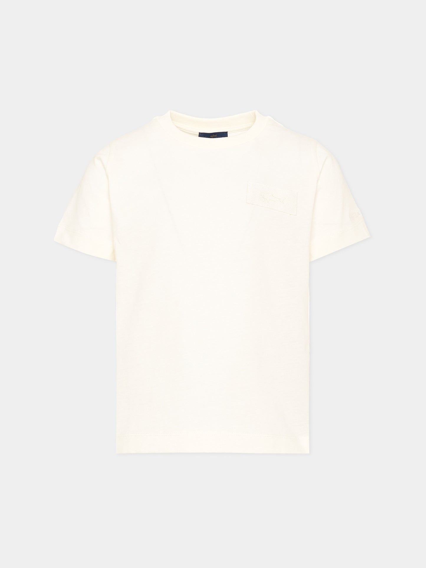 T-shirt avorio per bambino con logo,Paul & Shark Junior,WMM00E LAA01 10057