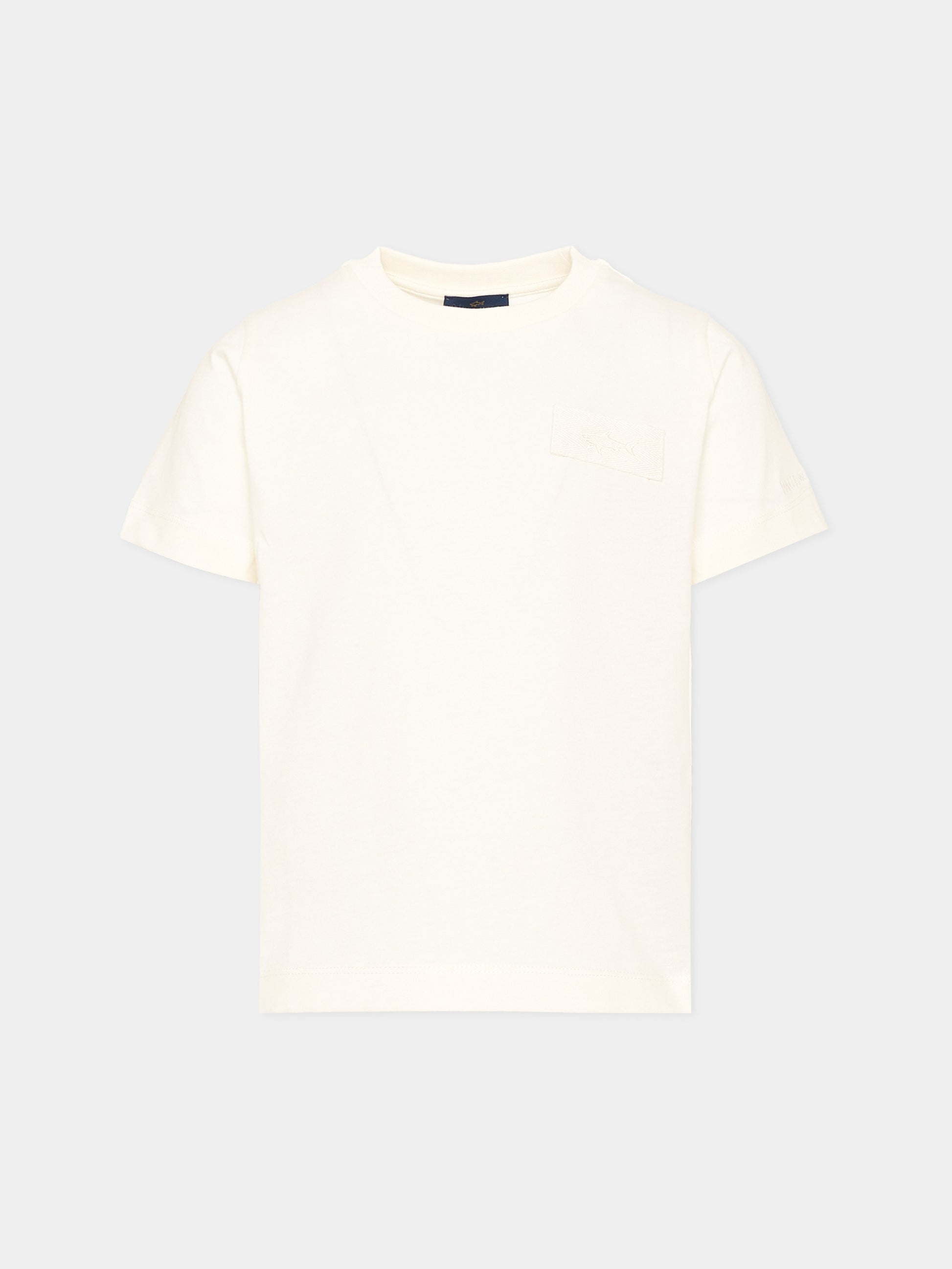 T-shirt avorio per bambino con logo,Paul & Shark Junior,WMM00E LAA01 10057