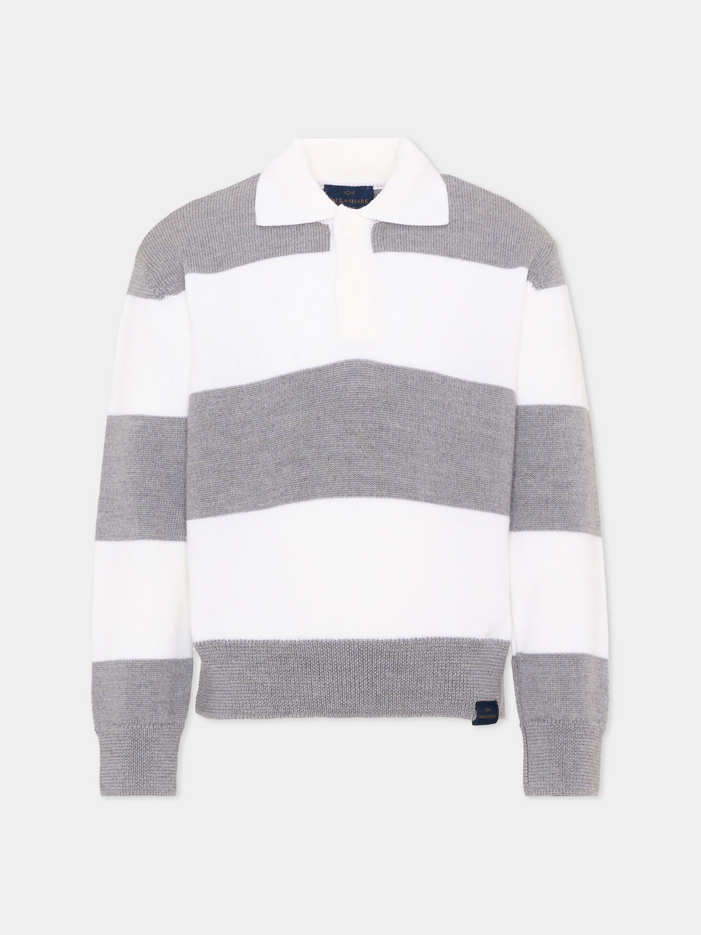 Polo grigia per bambino a righe,Paul & Shark Junior,WUW007 LHE88 81156