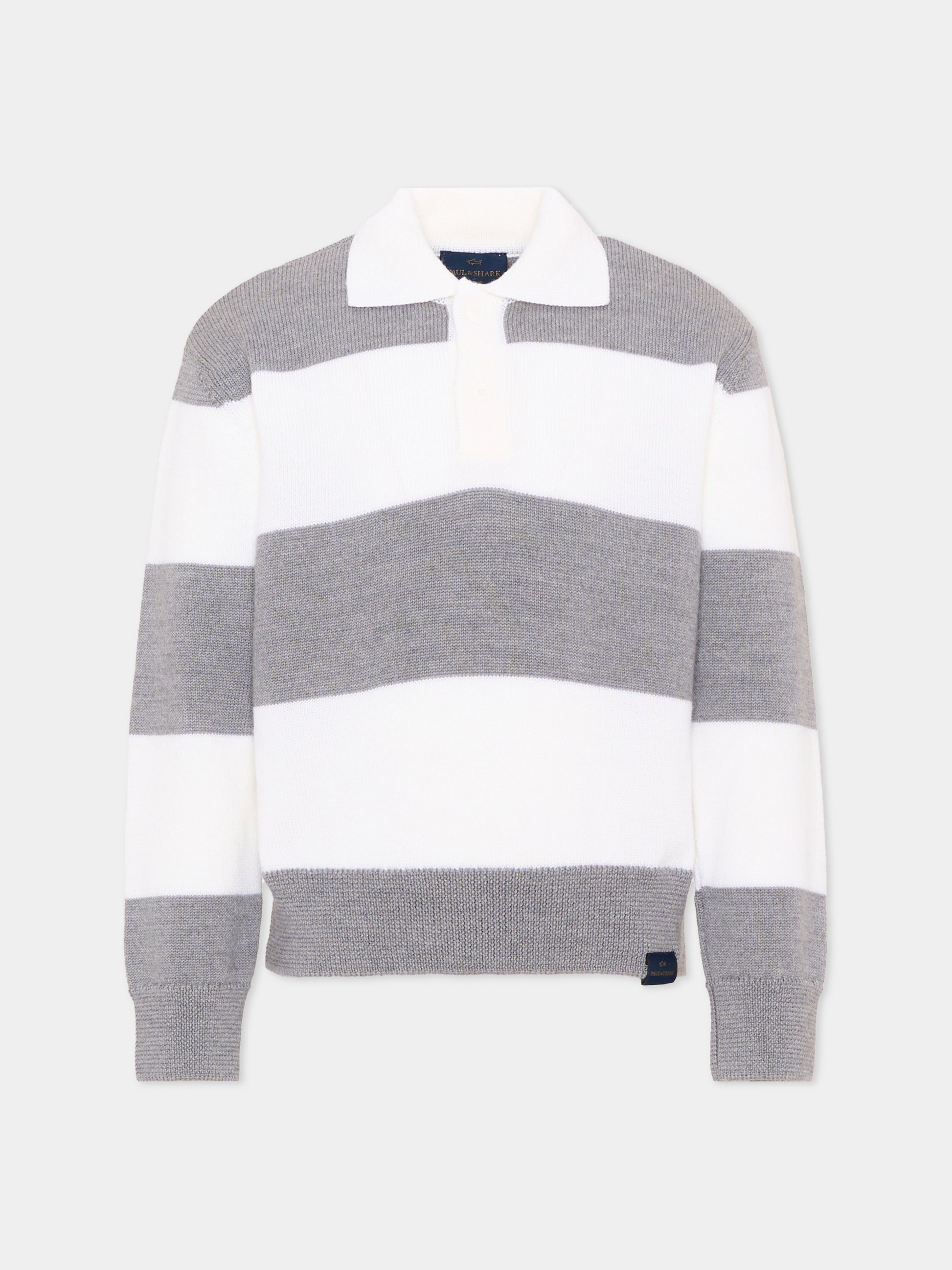 Polo grigia per bambino a righe,Paul & Shark Junior,WUW007 LHE88 81156