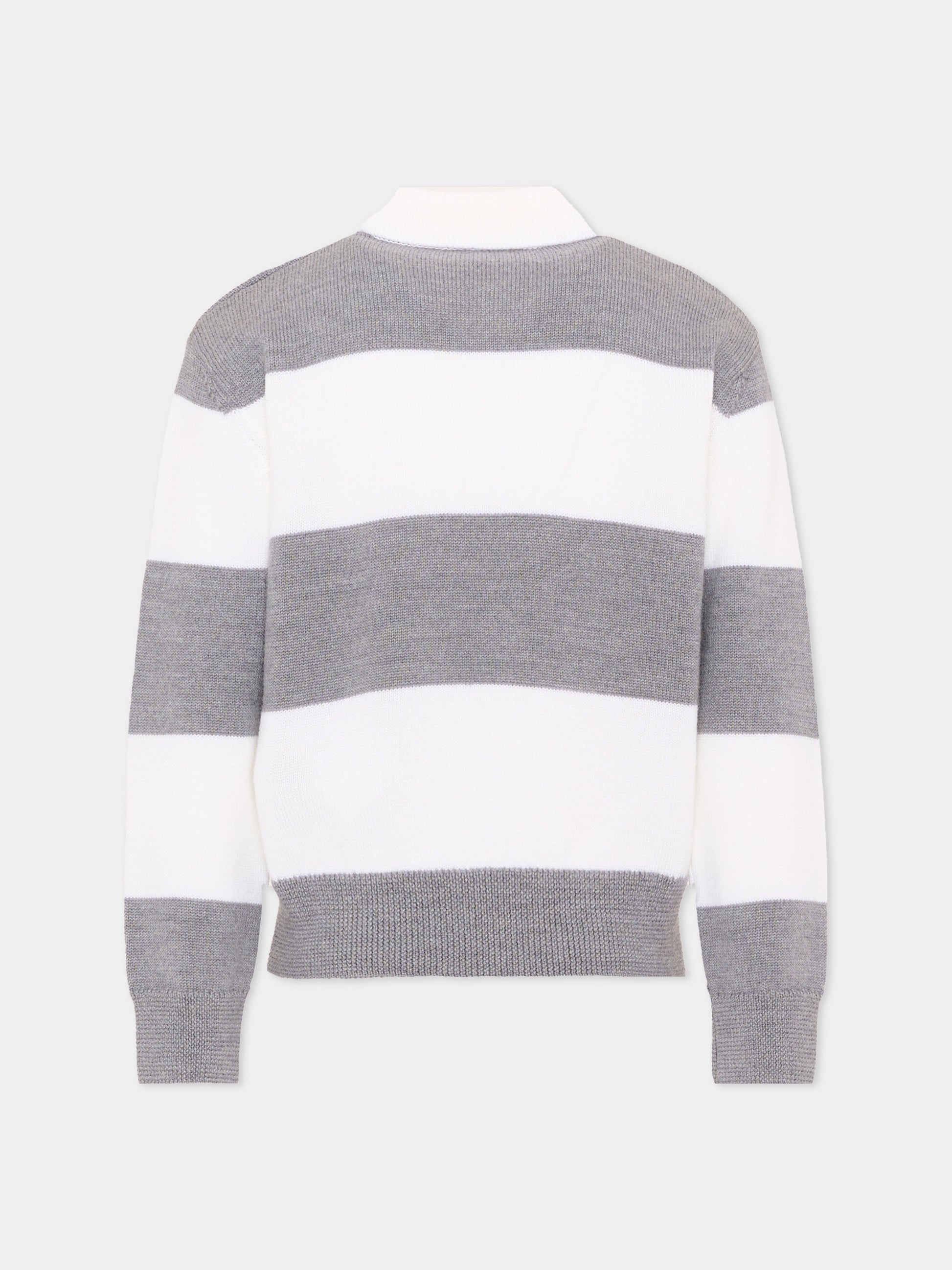 Polo grigia per bambino a righe,Paul & Shark Junior,WUW007 LHE88 81156